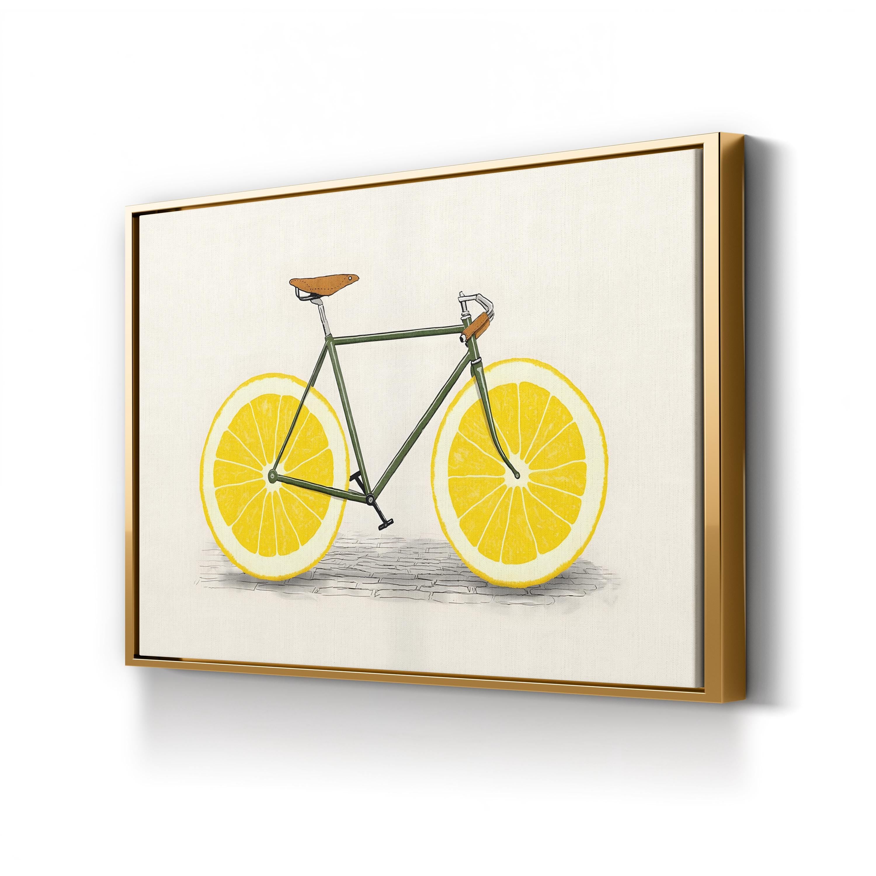 Zest – Contemporary Lemon Bicycle Illustration Wall Art by Florent Bodart