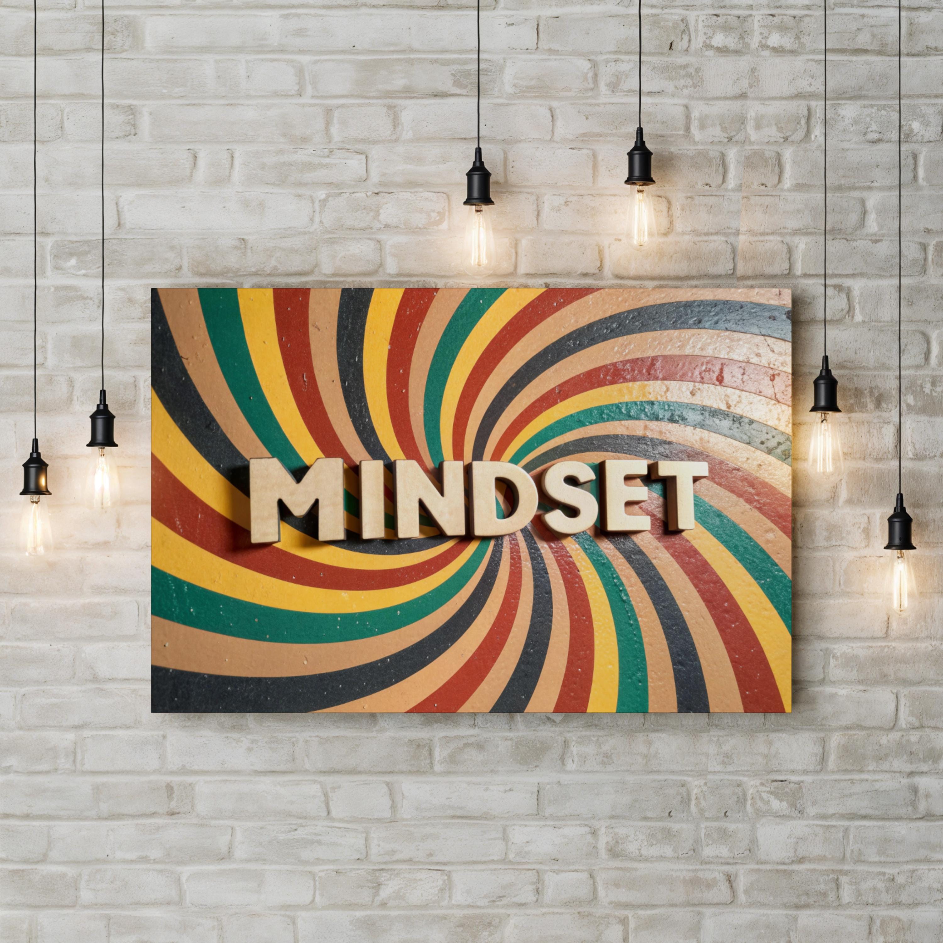 Modern "Mindset" Retro Inspired Typography Wall Art