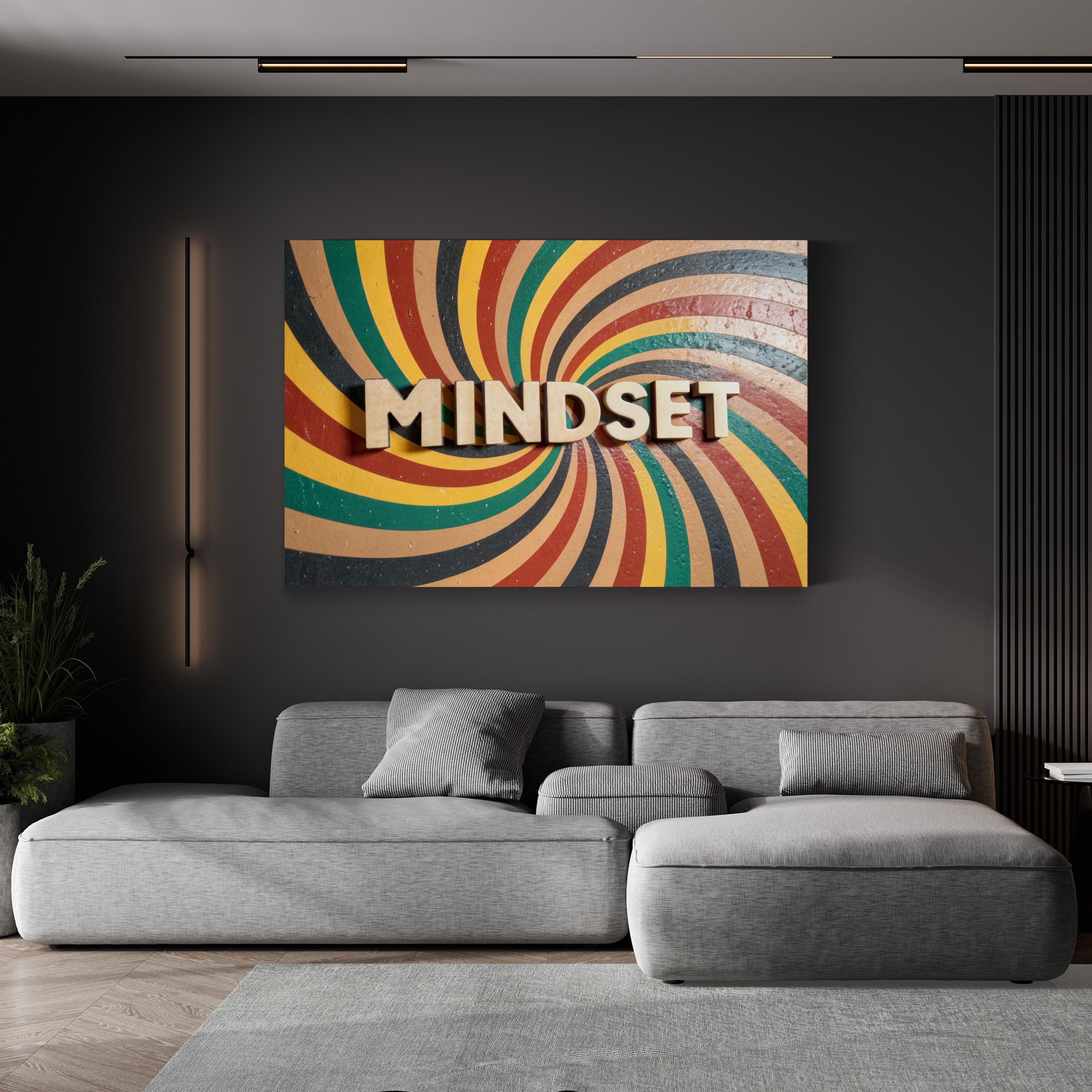 Modern "Mindset" Retro Inspired Typography Wall Art