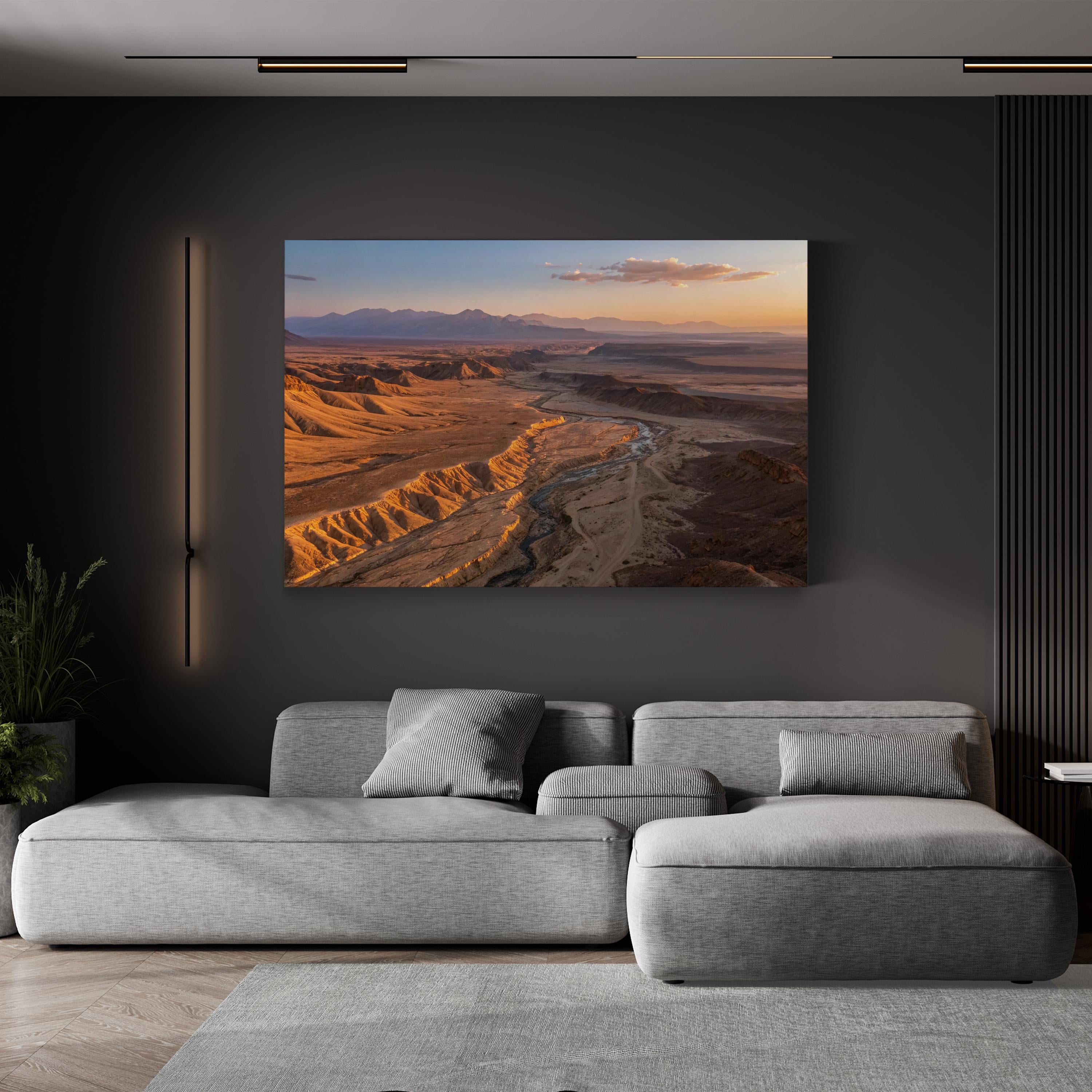Desert Mountain Golden Sunset – Vintage Photography Wall Art | Landscape Canvas Print