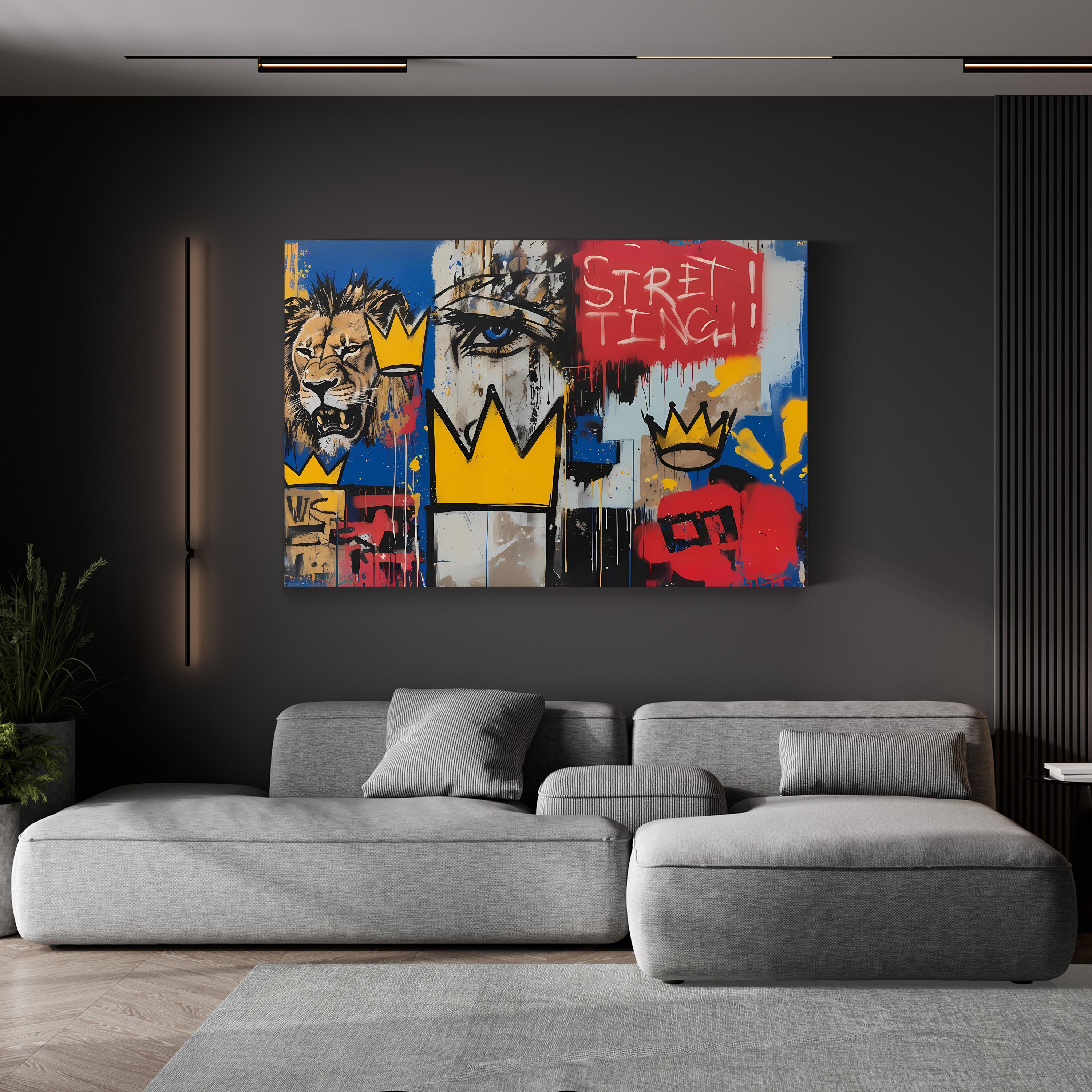 Abstract Lion Portrait – Period Illustration Wall Art | Urban Street Canvas Print