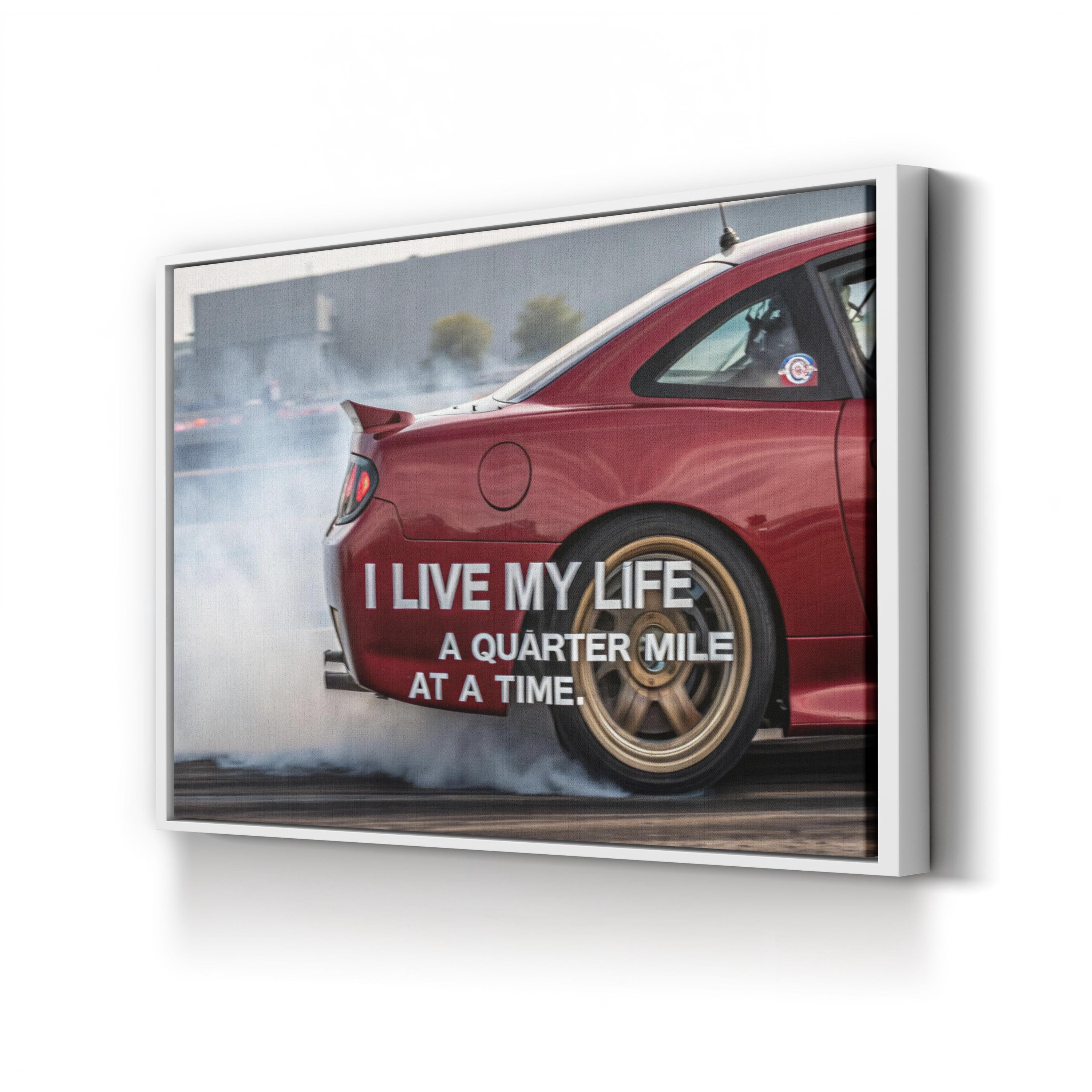 Race Car Quarter Mile – Period Illustration Wall Art | Typography Automotive Canvas Print