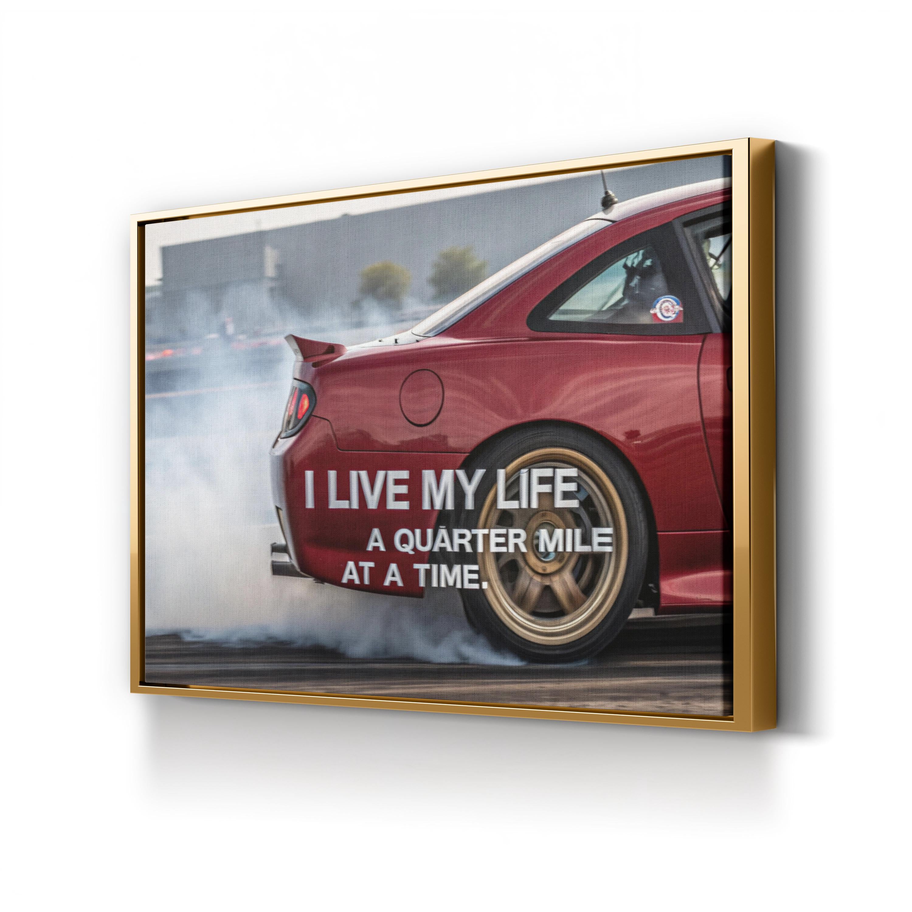 Race Car Quarter Mile – Period Illustration Wall Art | Typography Automotive Canvas Print