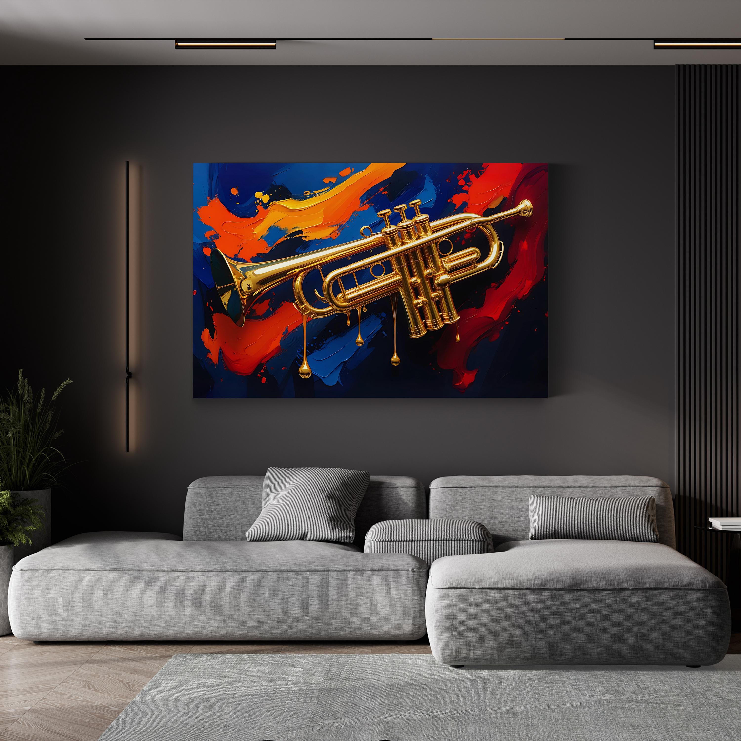 Abstract Trumpet Canvas Art – Jazz Music Contemporary Canvas Print