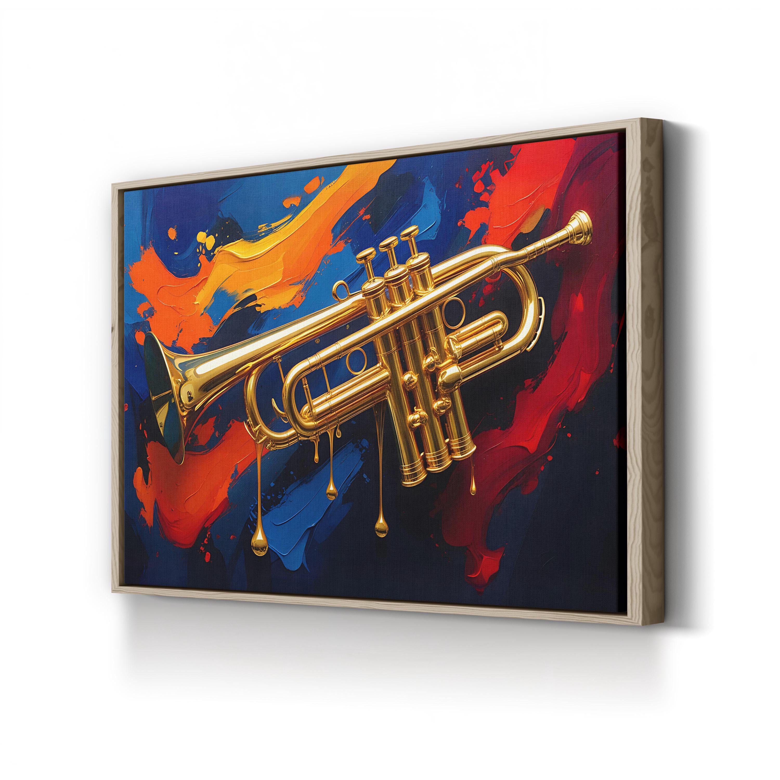Abstract Trumpet Canvas Art – Jazz Music Contemporary Canvas Print