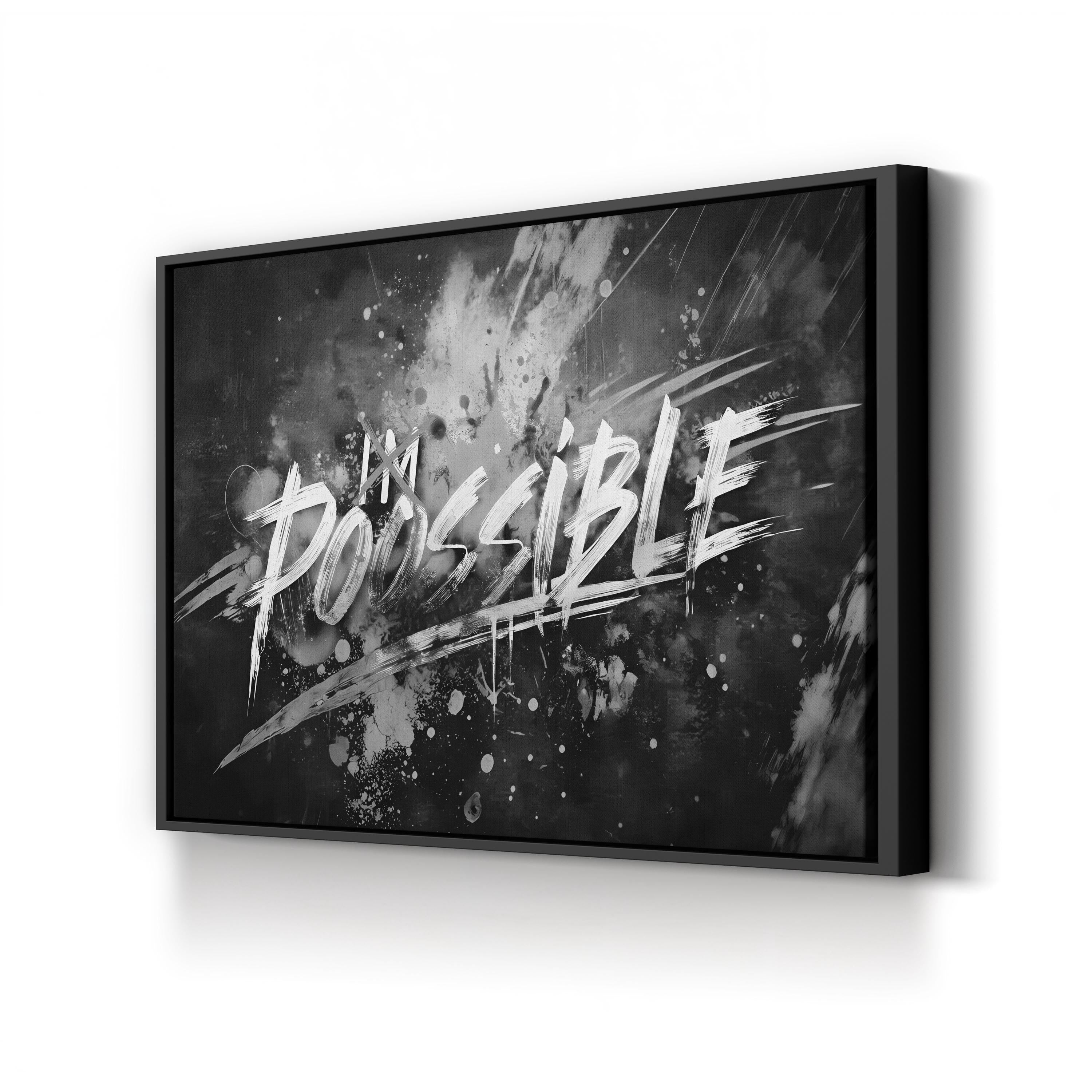 Anything Is Possible Motivational Canvas Wall Art | Black and White Inspirational Typography Print