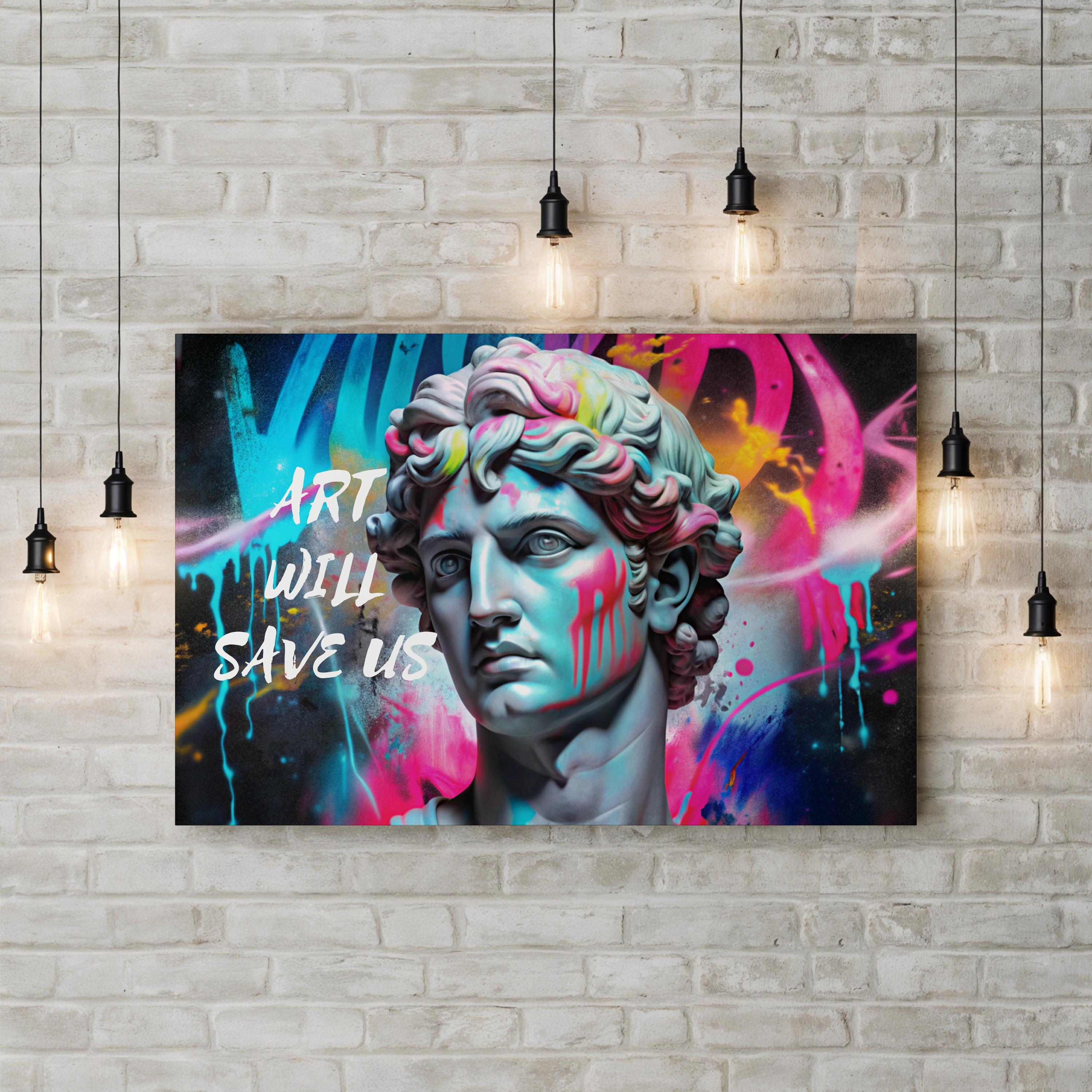 Graffiti Statue Wall Art — Contemporary Urban Street Art Composition