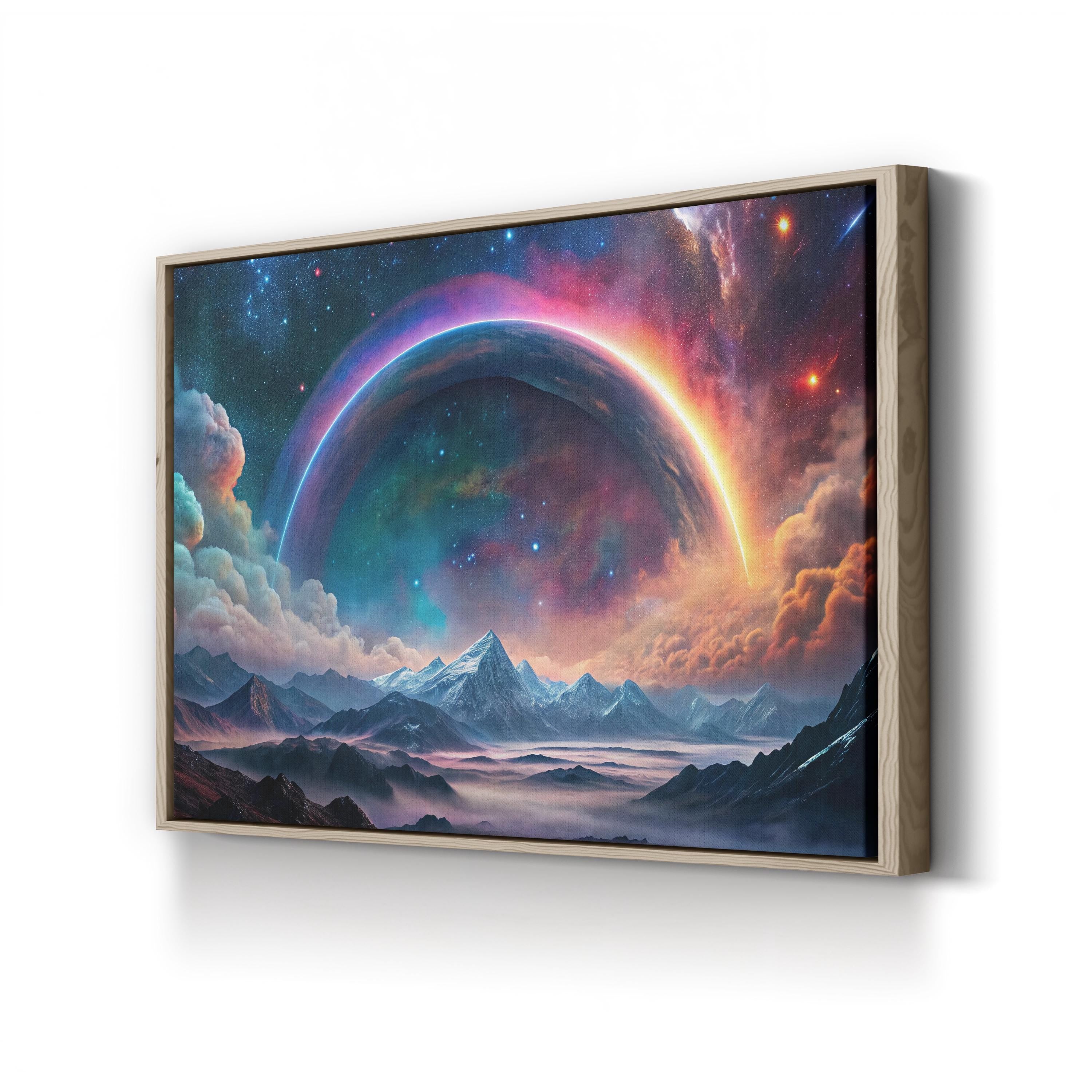 Astral Rainbow Cosmic Landscape – Period Illustration Wall Art | Surreal Space Canvas Print