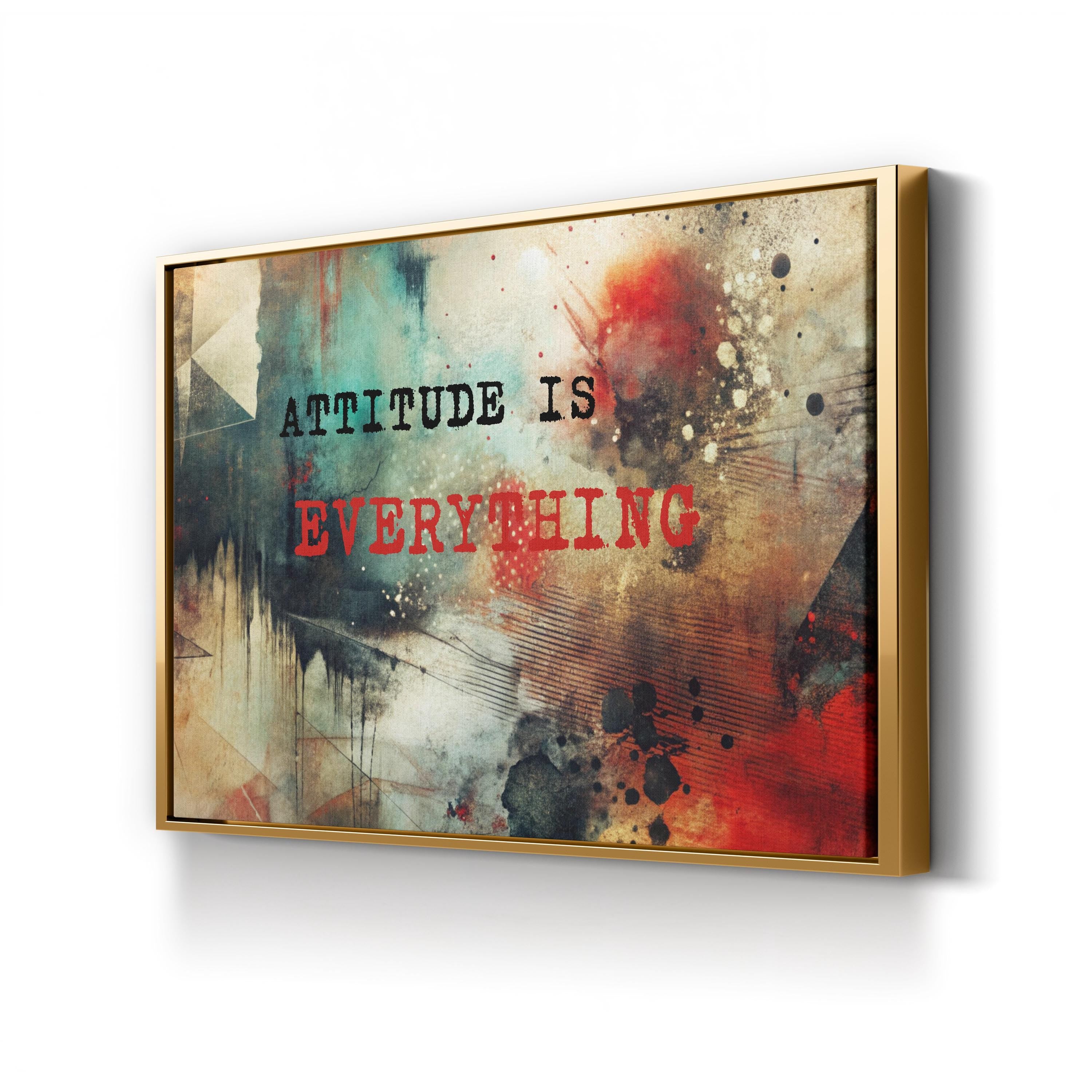 Attitude Is Everything Wall Art – Abstract Typographic Motivational Canvas