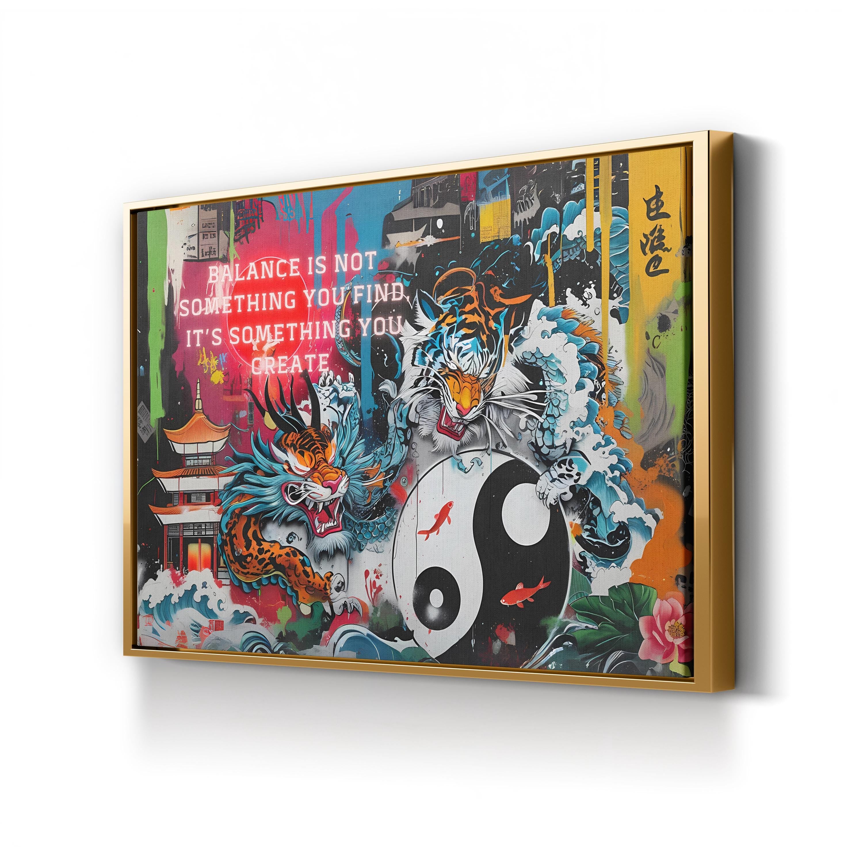 Yin Yang Tiger – Period Illustration Wall Art | Harmony & Balance Canvas Print