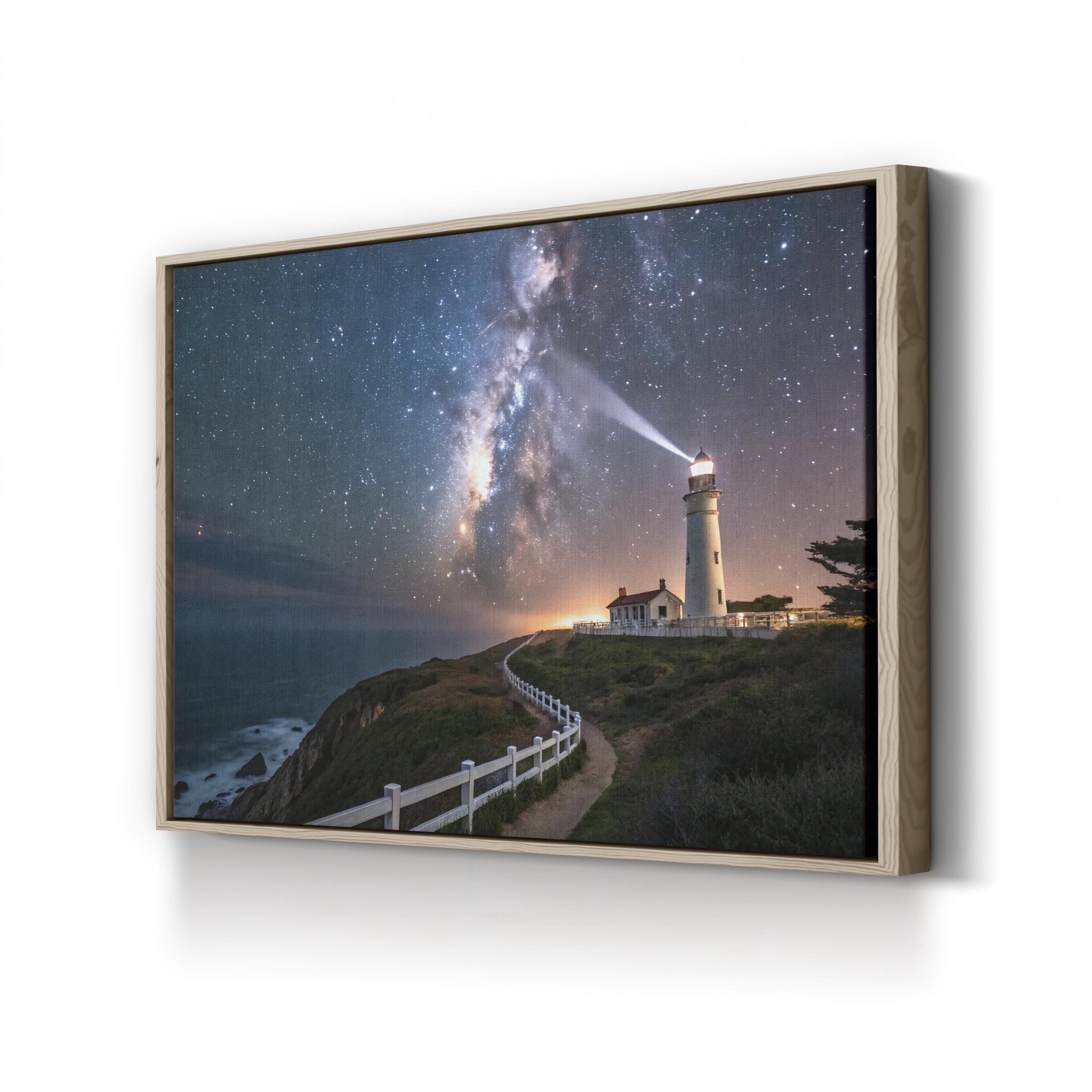 Pigeon Point Lighthouse – Vintage Photography Wall Art | Starry Night Coastal Canvas Print