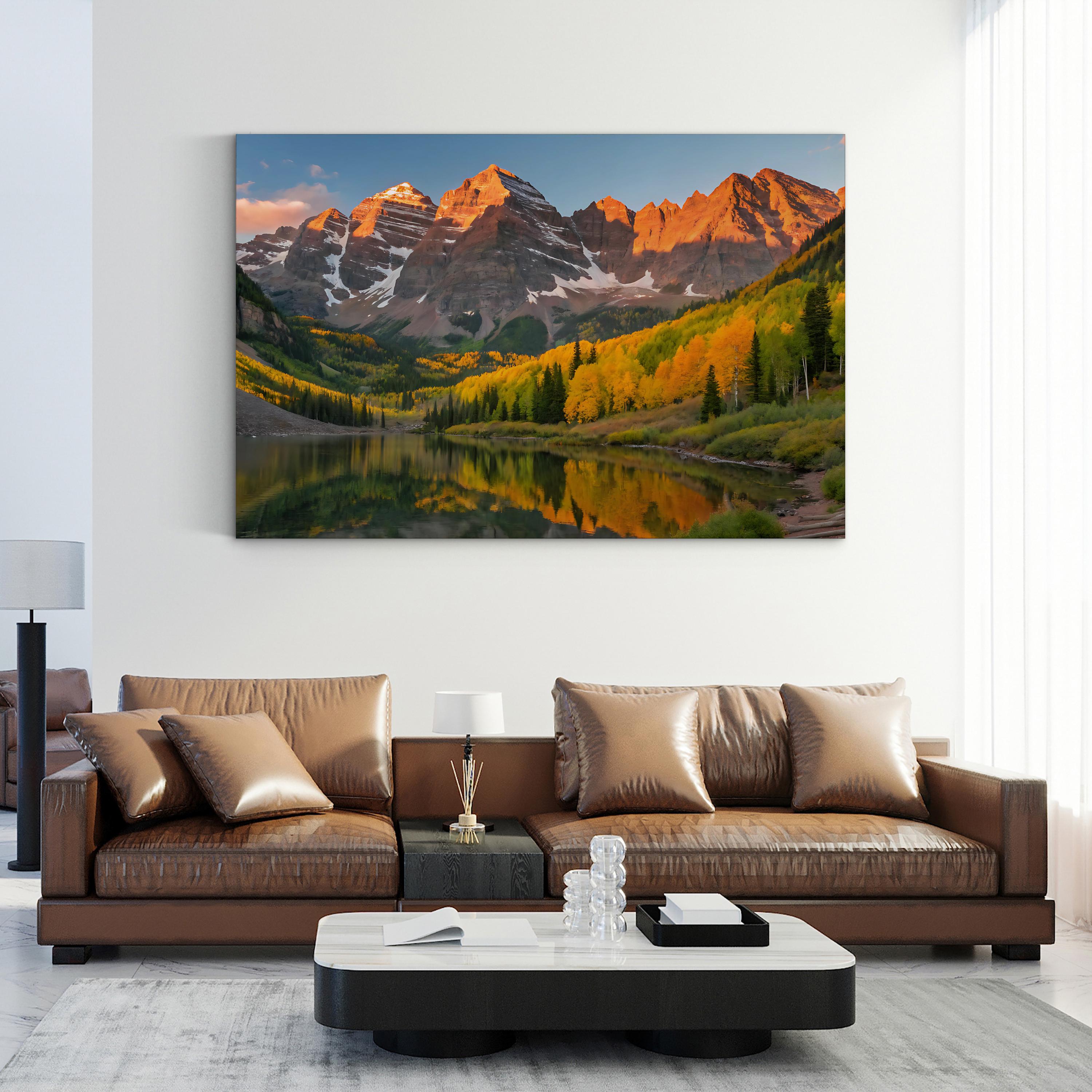 Majestic Mountain Lake Autumn – Vintage Photography Wall Art | Alpine Landscape Canvas Print
