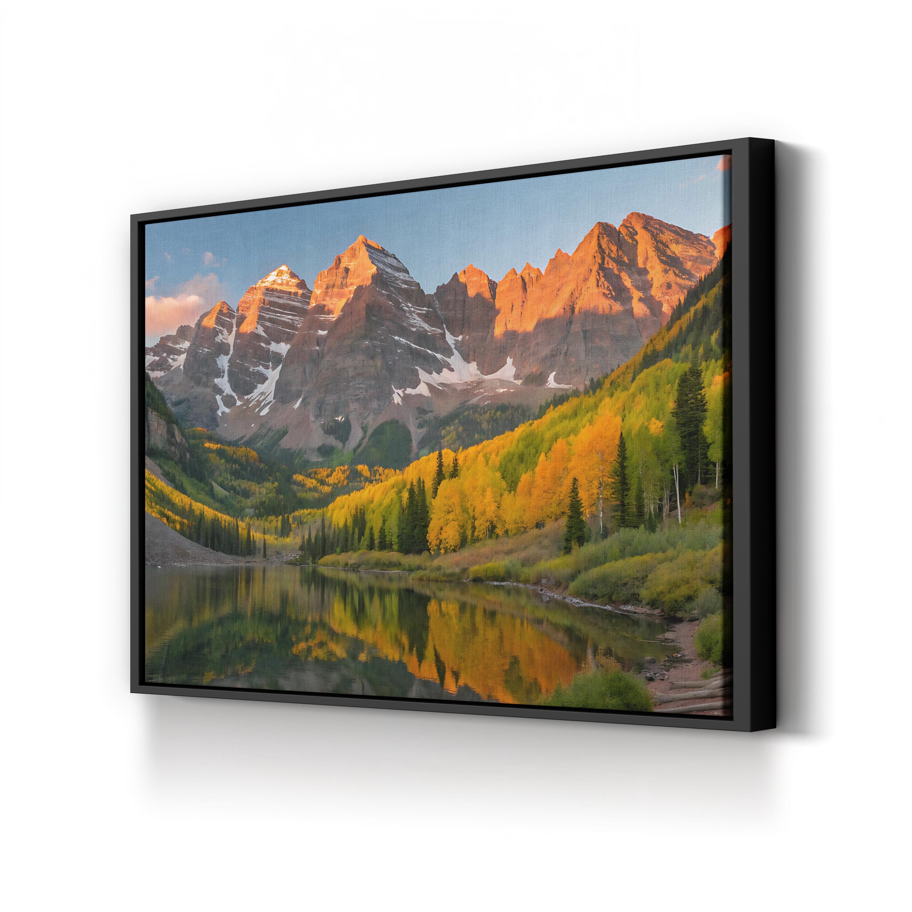 Majestic Mountain Lake Autumn – Vintage Photography Wall Art | Alpine Landscape Canvas Print