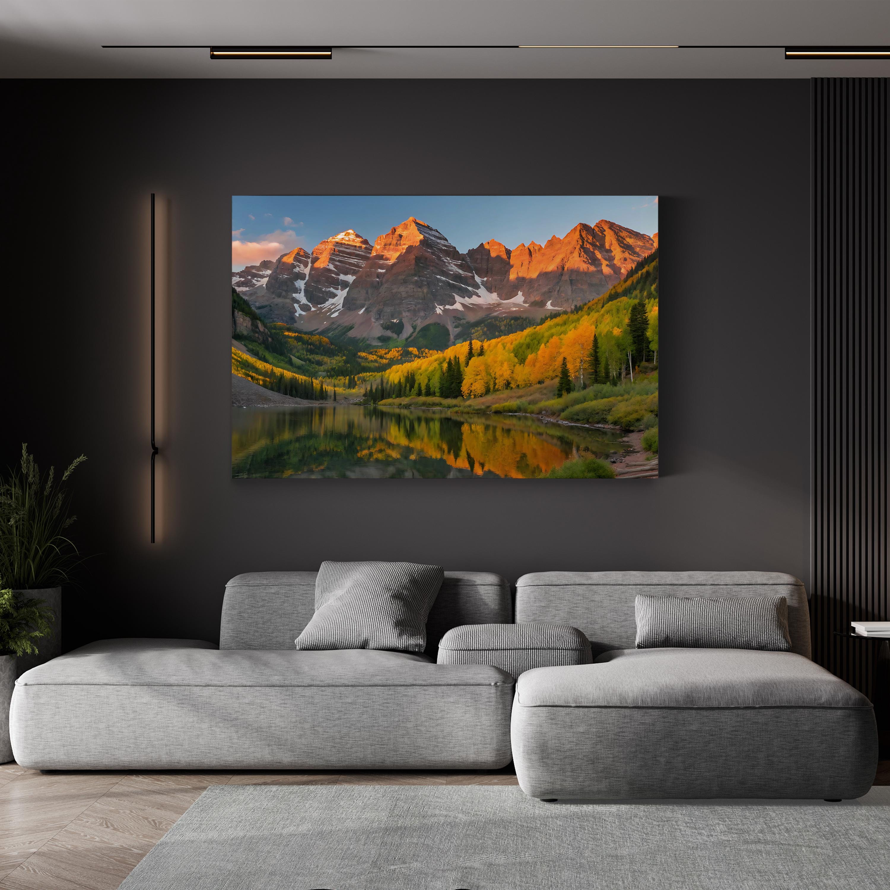 Majestic Mountain Lake Autumn – Vintage Photography Wall Art | Alpine Landscape Canvas Print