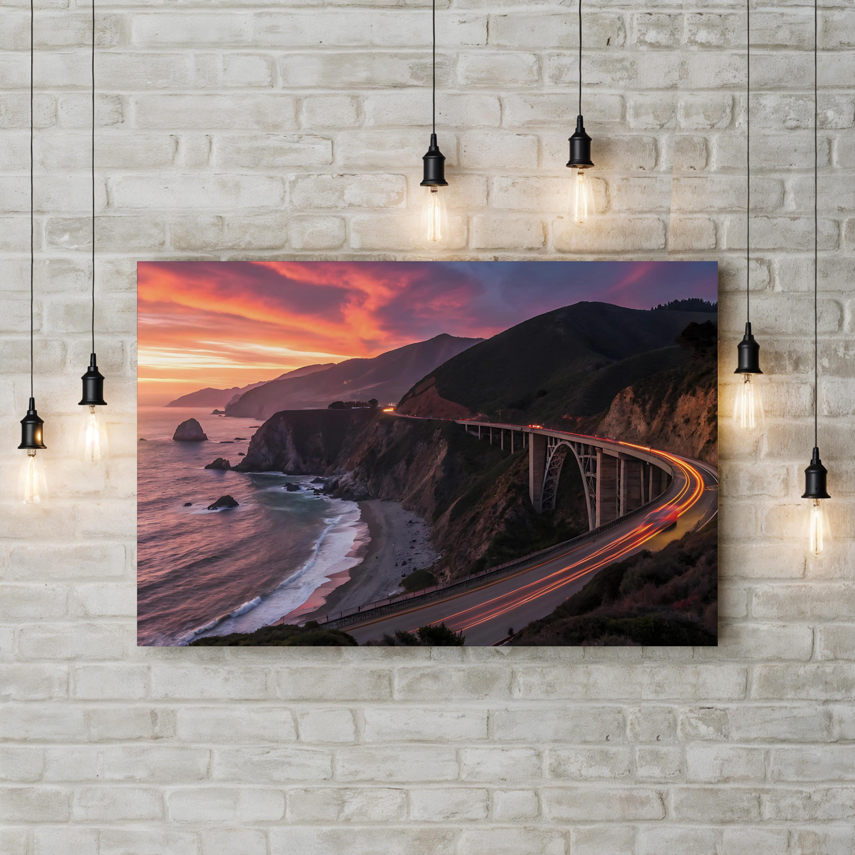 Coastal Sunset Canvas Art — Iconic Bridge and Ocean View Landscape