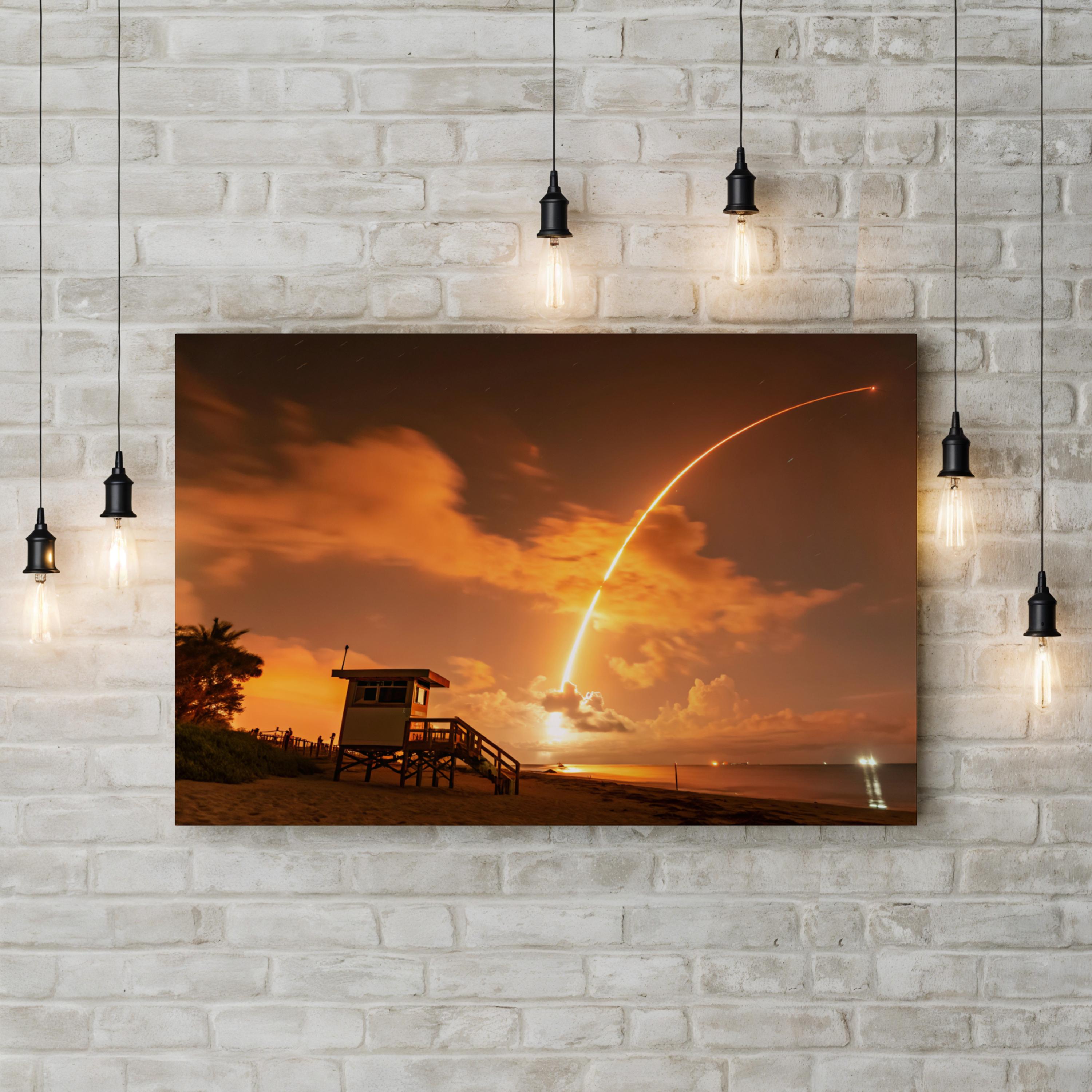 Rocket Launch Liftoff – Vintage Photography Wall Art | Space Exploration Canvas Print