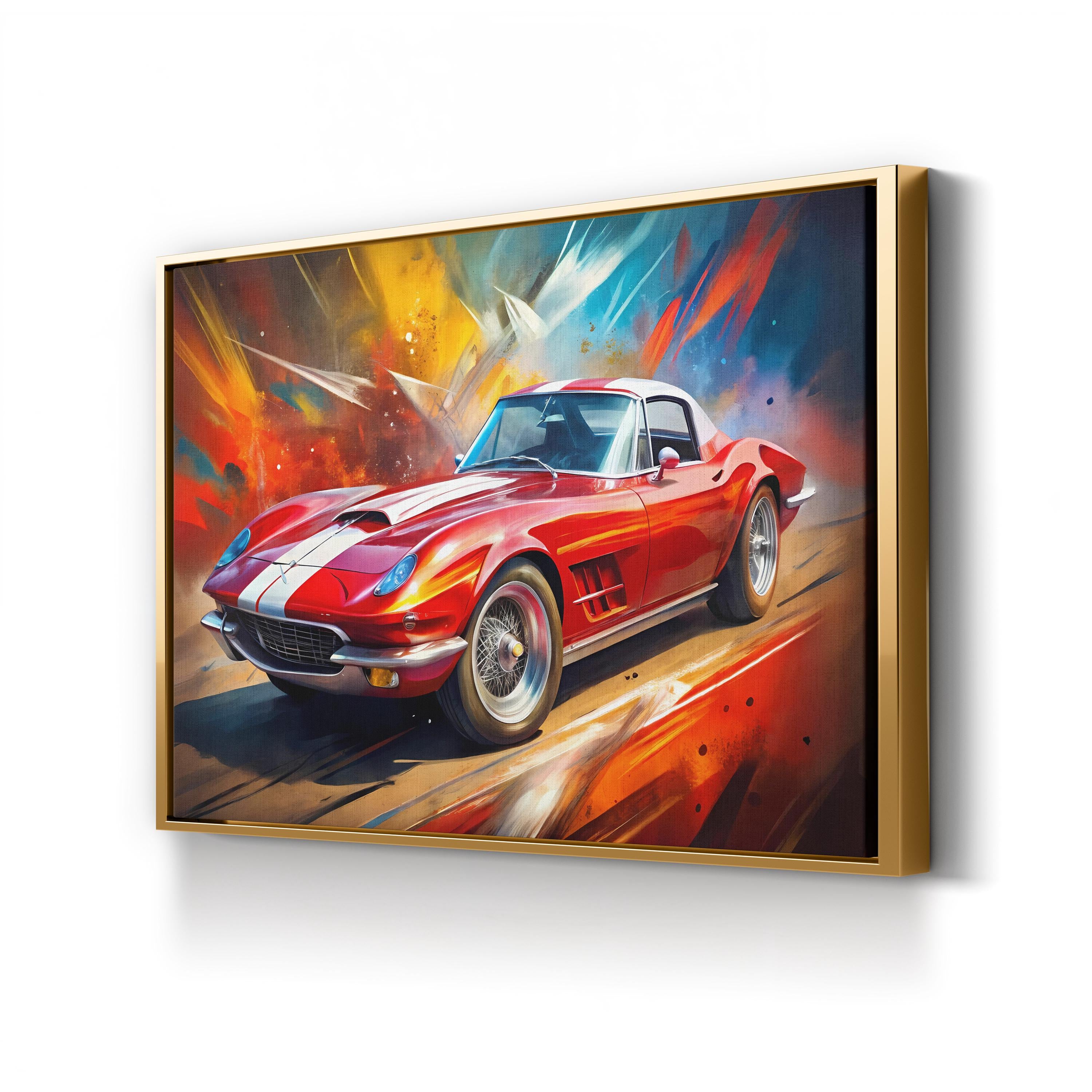 Classic Red Sports Car – Period Illustration Wall Art | Painterly Automotive Canvas Print