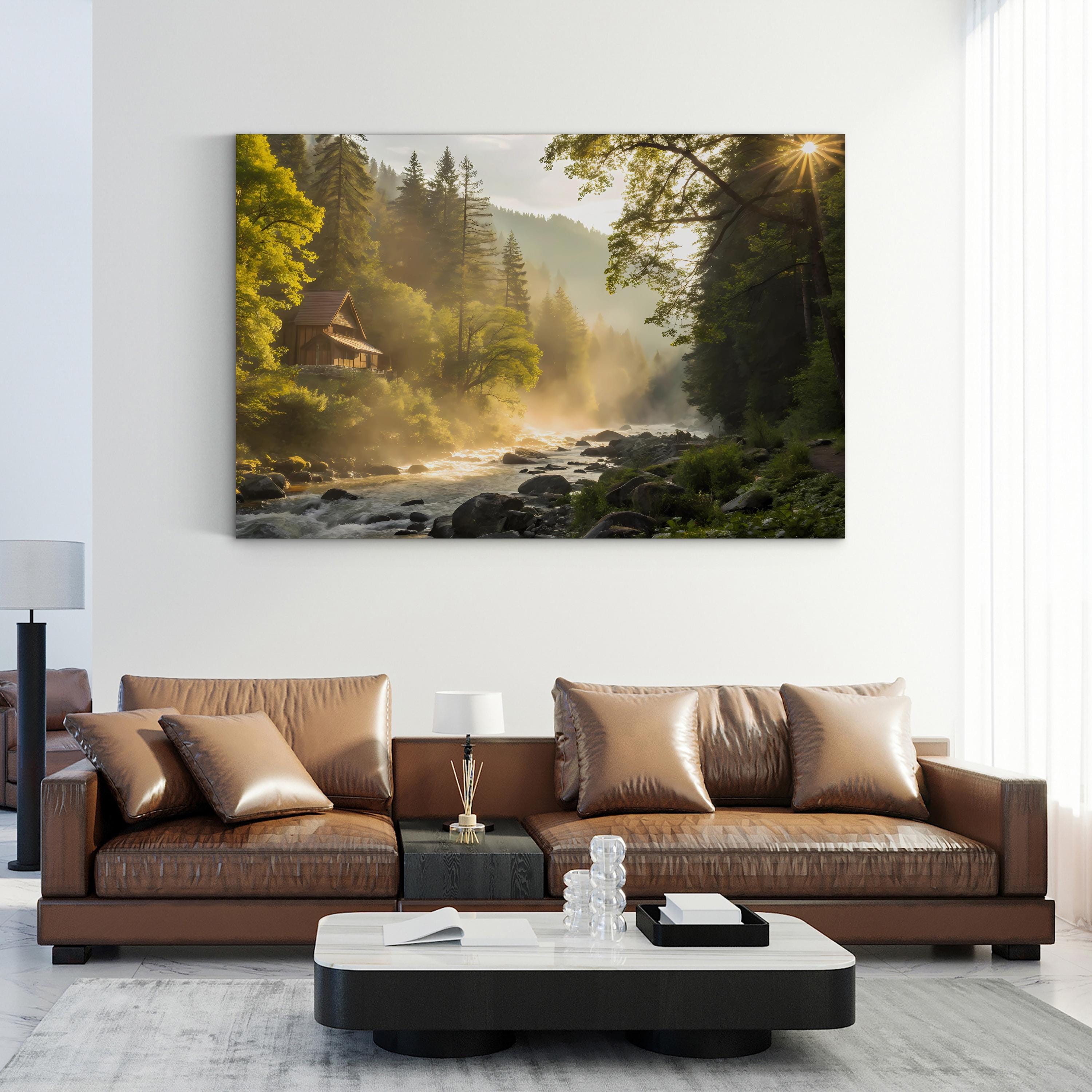 Forest Sunlight Riverbed – Vintage Photography Wall Art | Dynamic Light Canvas Print