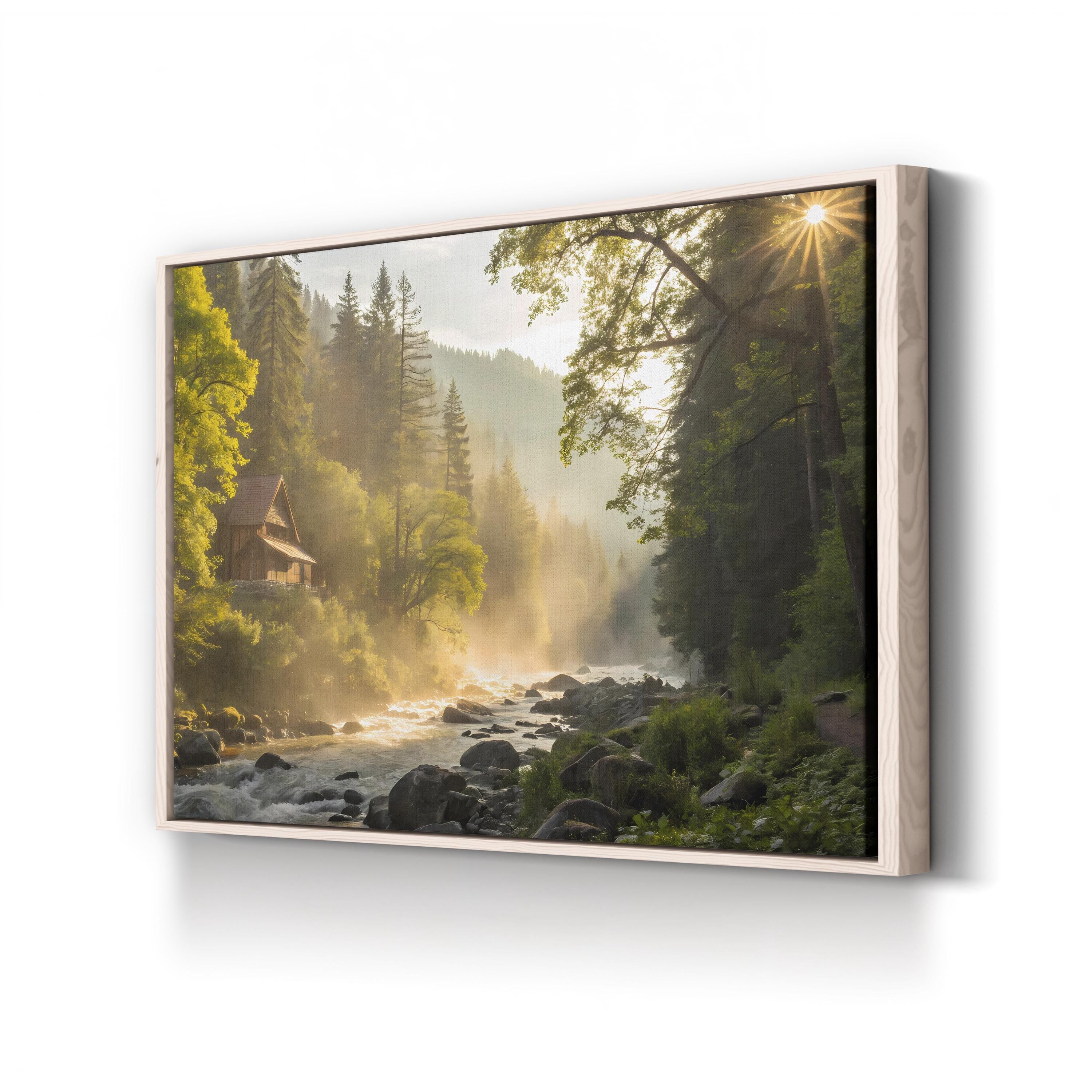 Forest Sunlight Riverbed – Vintage Photography Wall Art | Dynamic Light Canvas Print