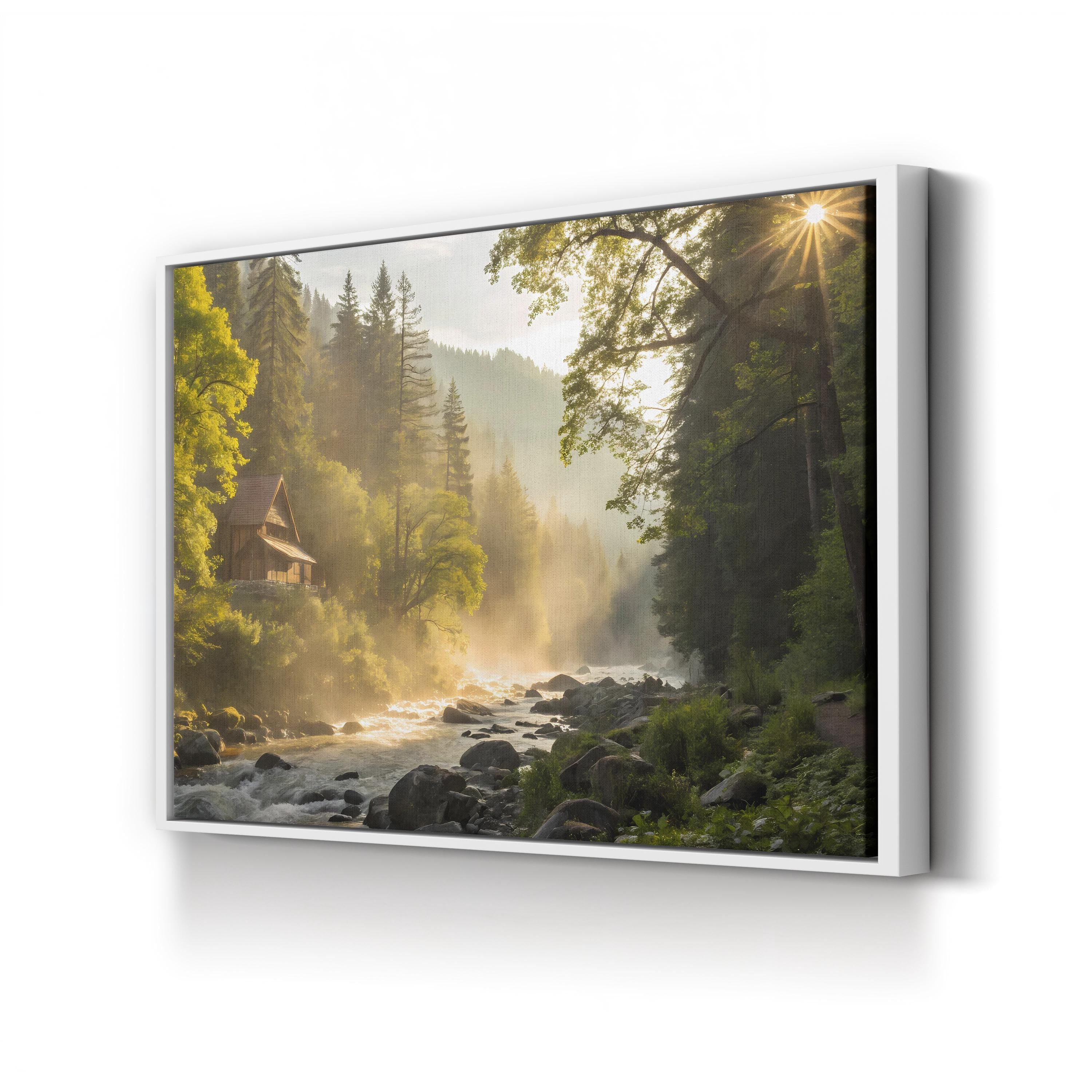 Forest Sunlight Riverbed – Vintage Photography Wall Art | Dynamic Light Canvas Print