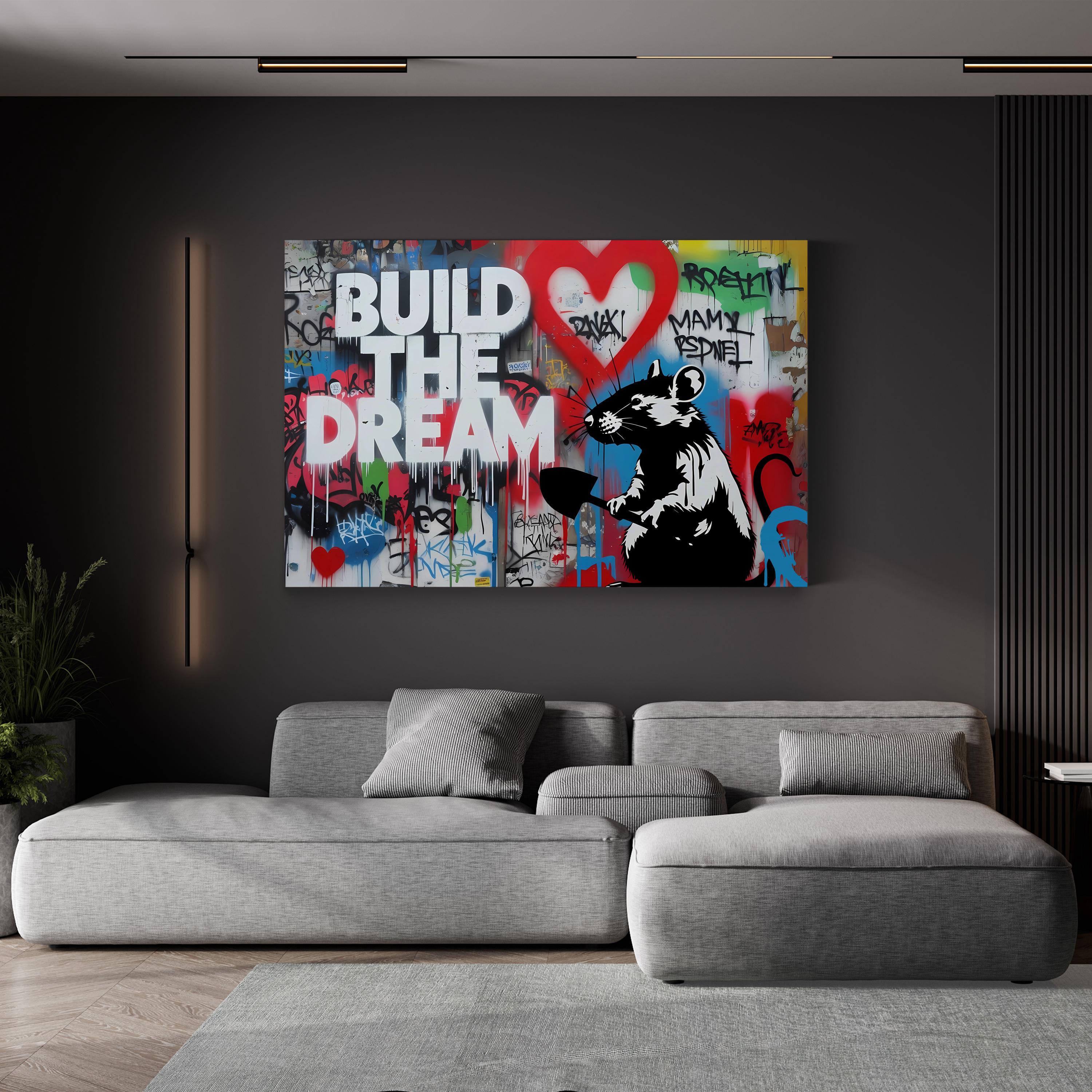 Build The Dream Inspirational Quote Graffiti Wall Art