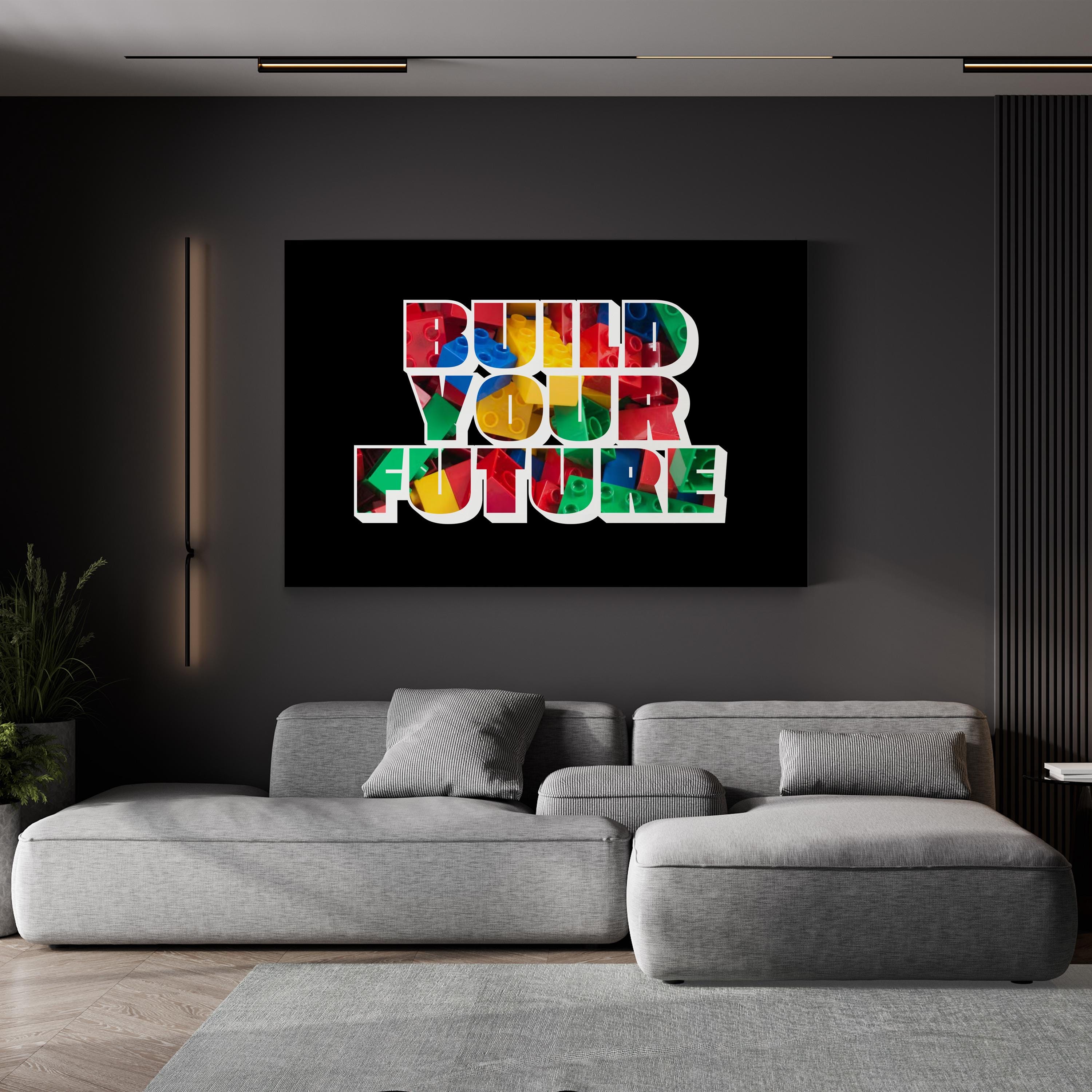 Build Your Future Motivational Canvas Wall Art | Modern Inspirational Typography Print