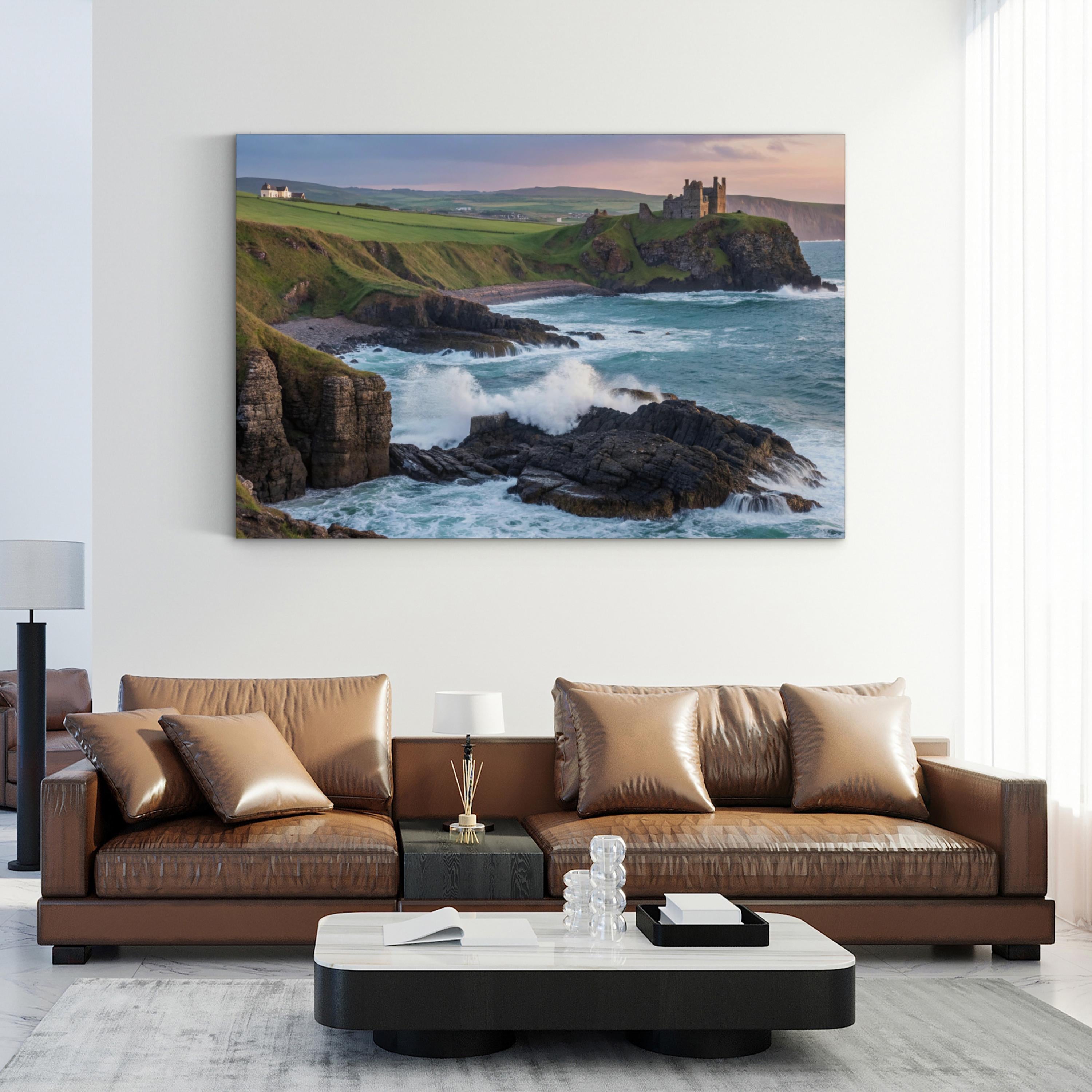 Coastal Castle Seascape – Vintage Photography Wall Art | Ocean Landscape Canvas Print