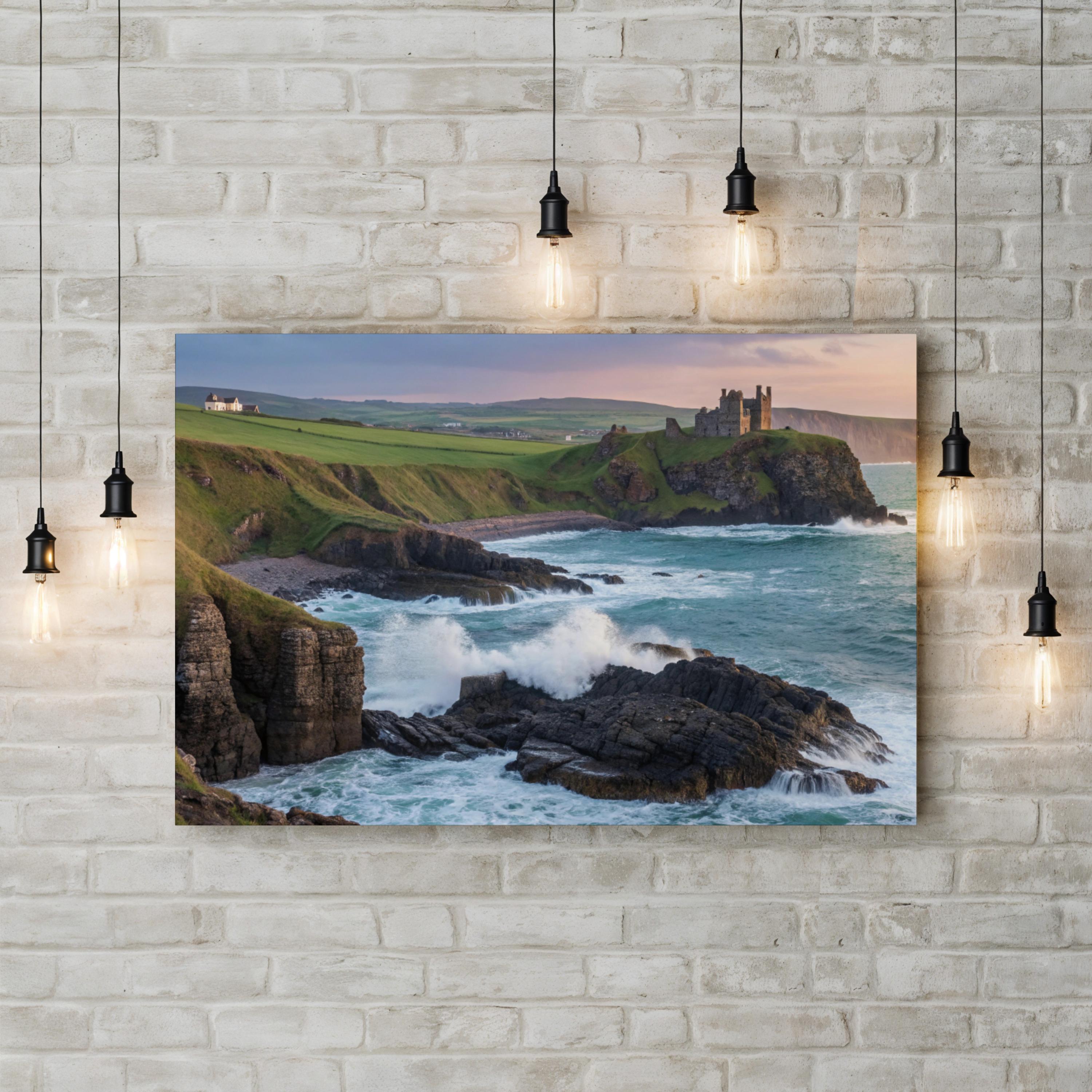 Coastal Castle Seascape – Vintage Photography Wall Art | Ocean Landscape Canvas Print