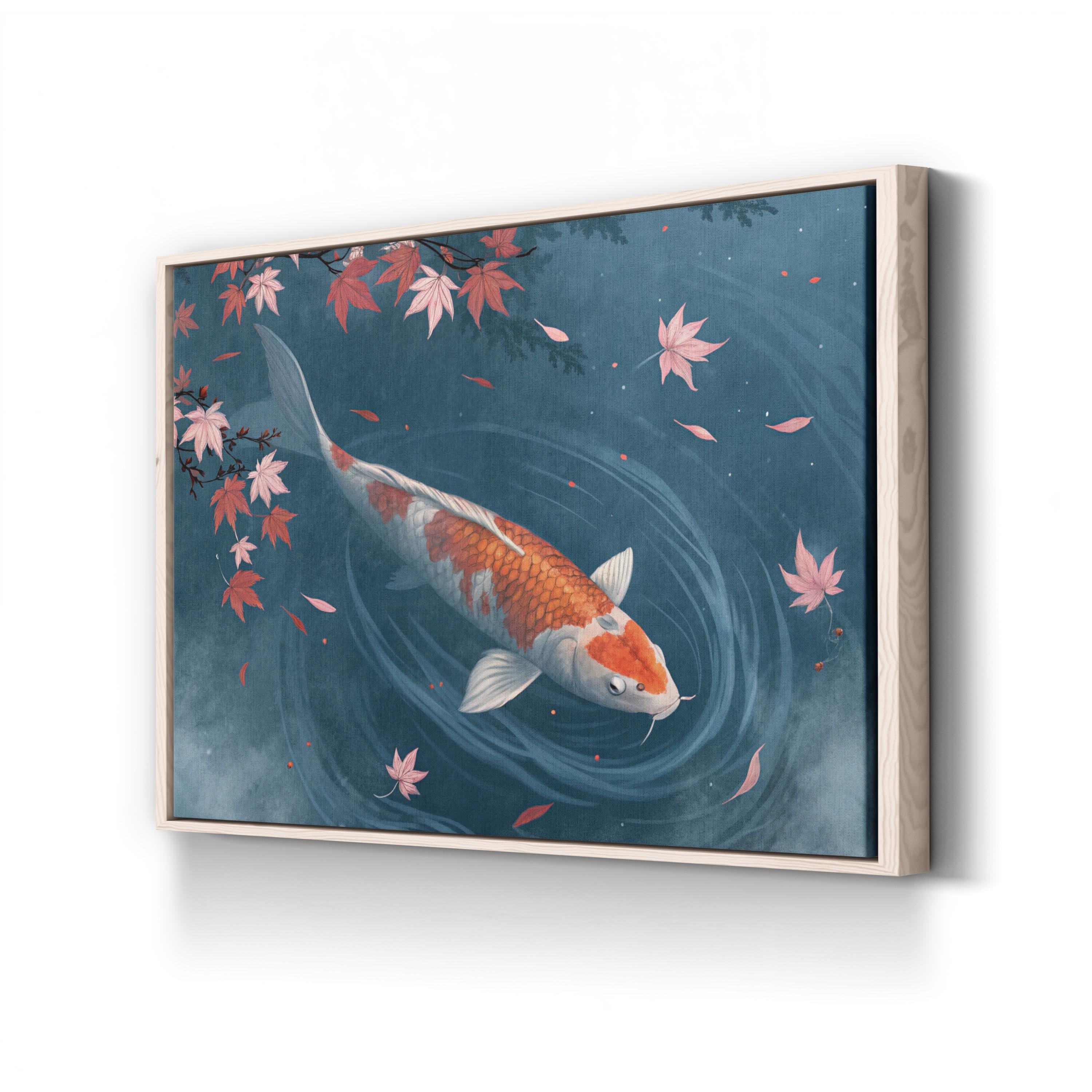 Cherry Blossom Koi Fish – Period Illustration Wall Art | Serene Japanese Canvas Print