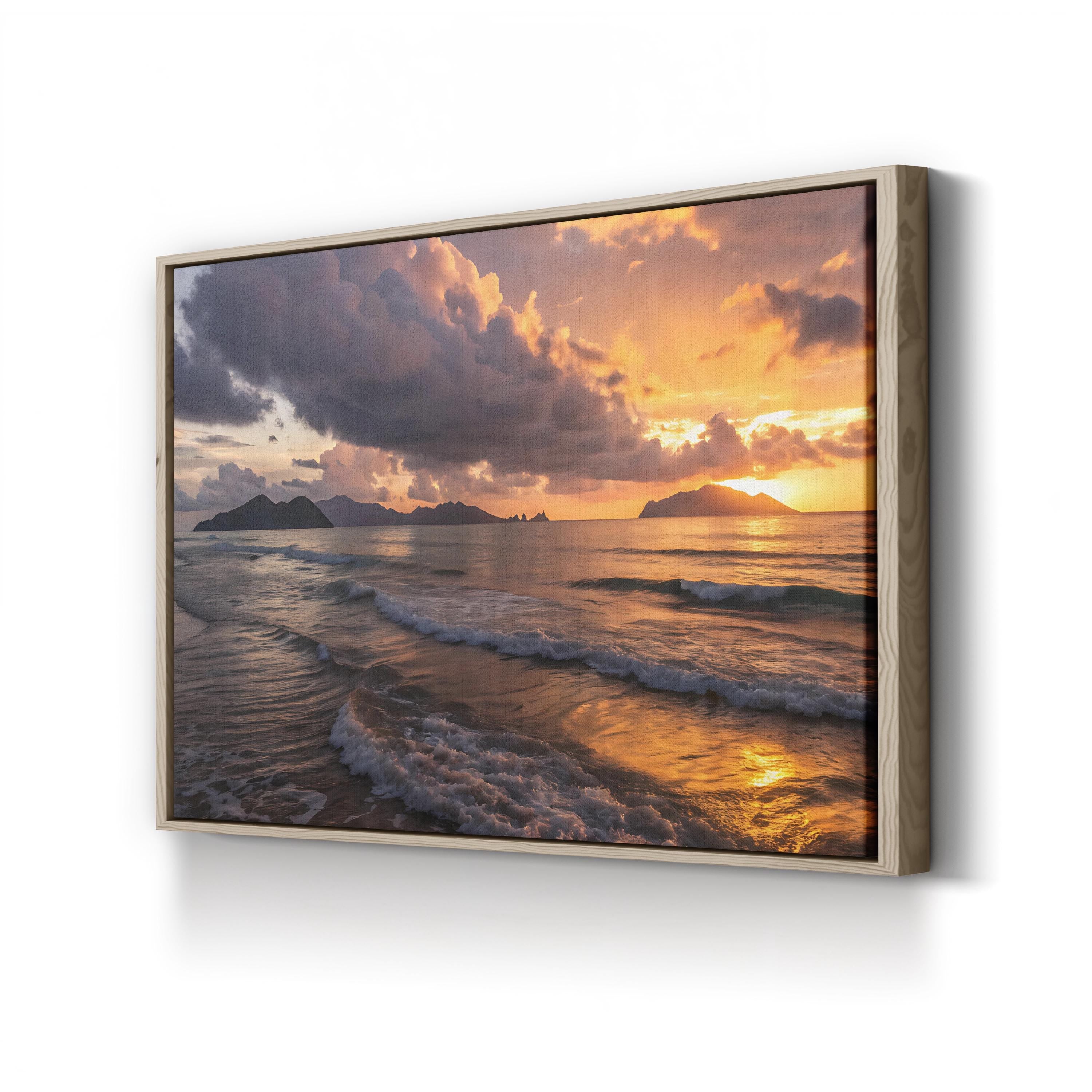 Coastal Sunset Ocean – Vintage Photography Wall Art | Beach Landscape Canvas Print