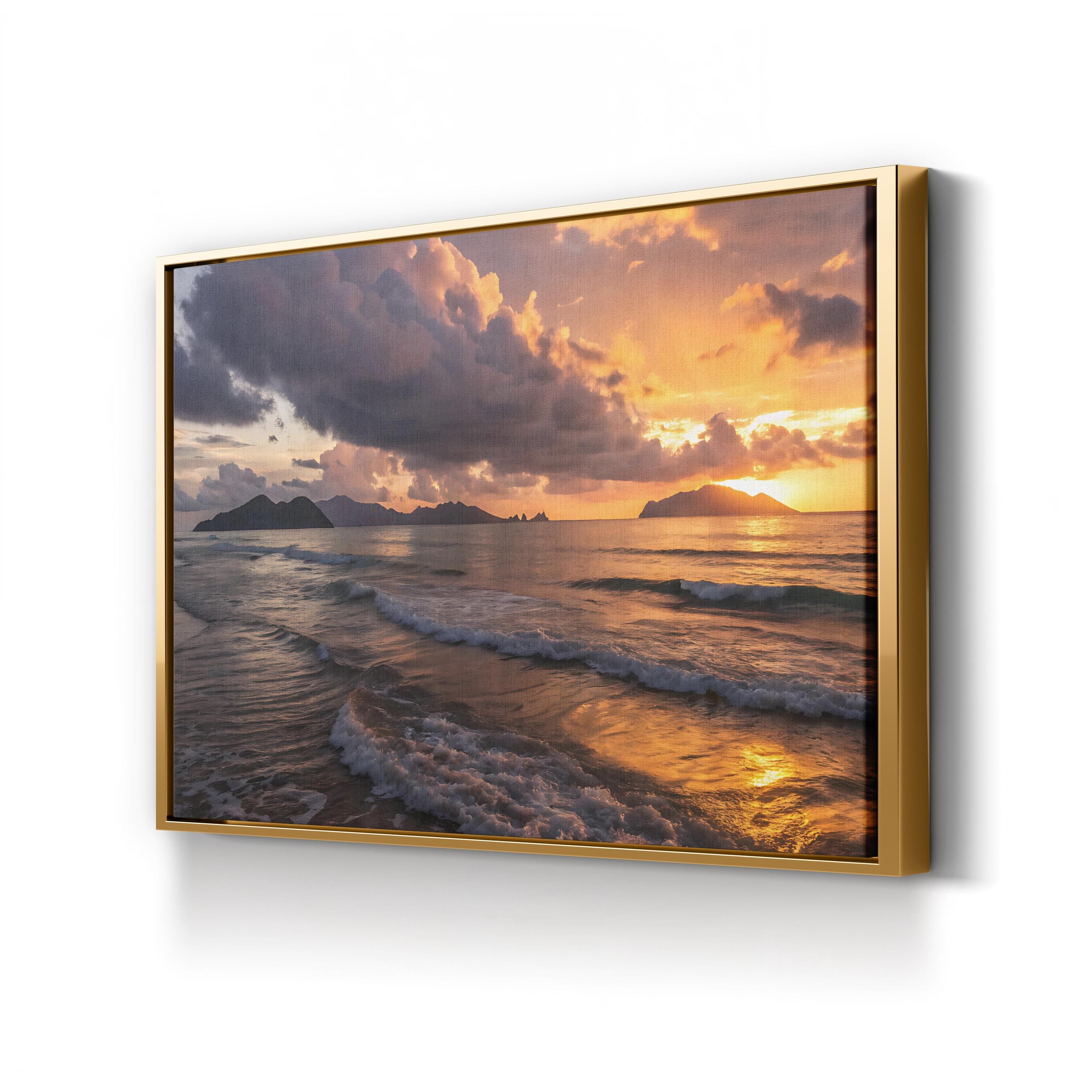 Coastal Sunset Ocean – Vintage Photography Wall Art | Beach Landscape Canvas Print