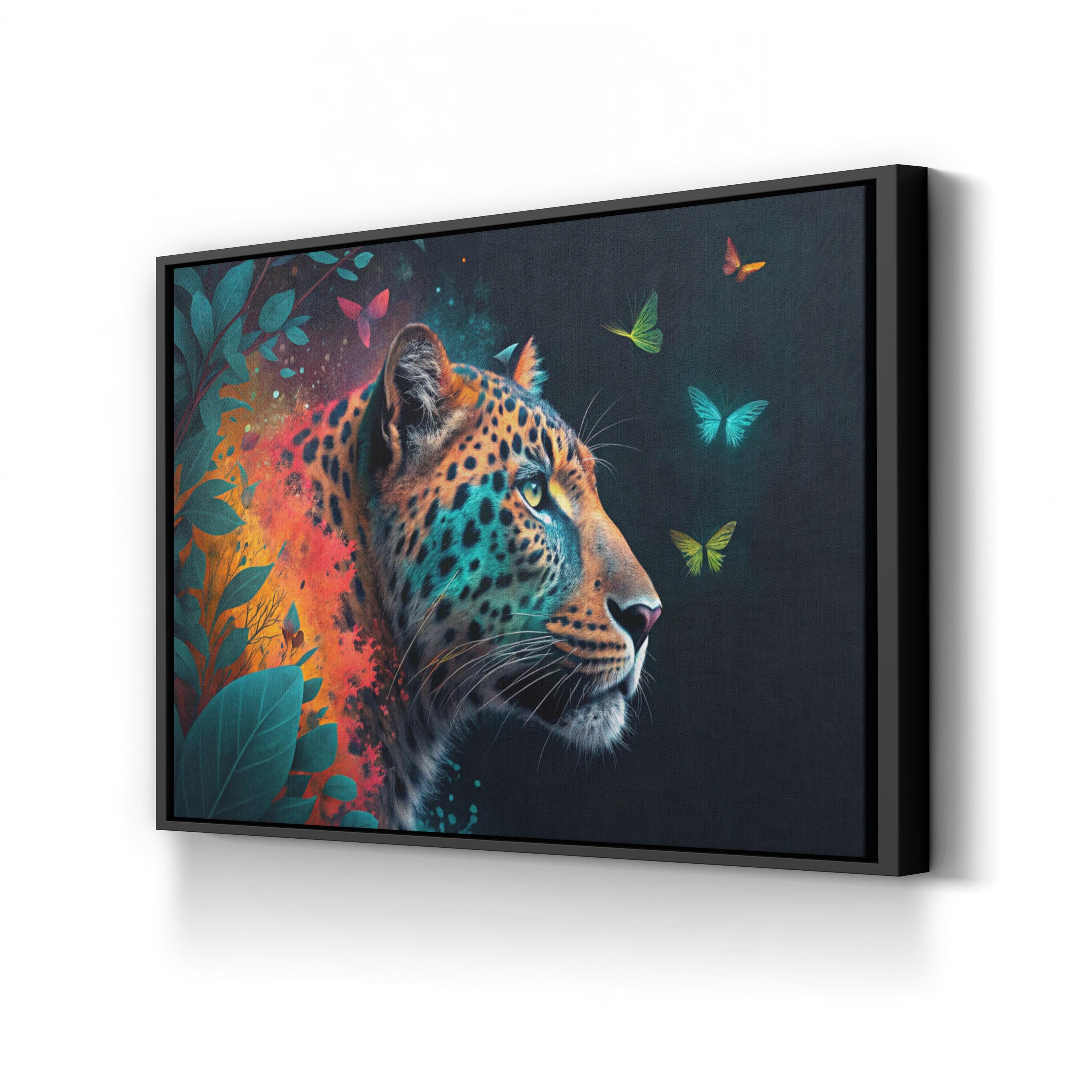 Colorful Leopard – Period Illustration Wall Art | Abstract Wildlife Canvas Print