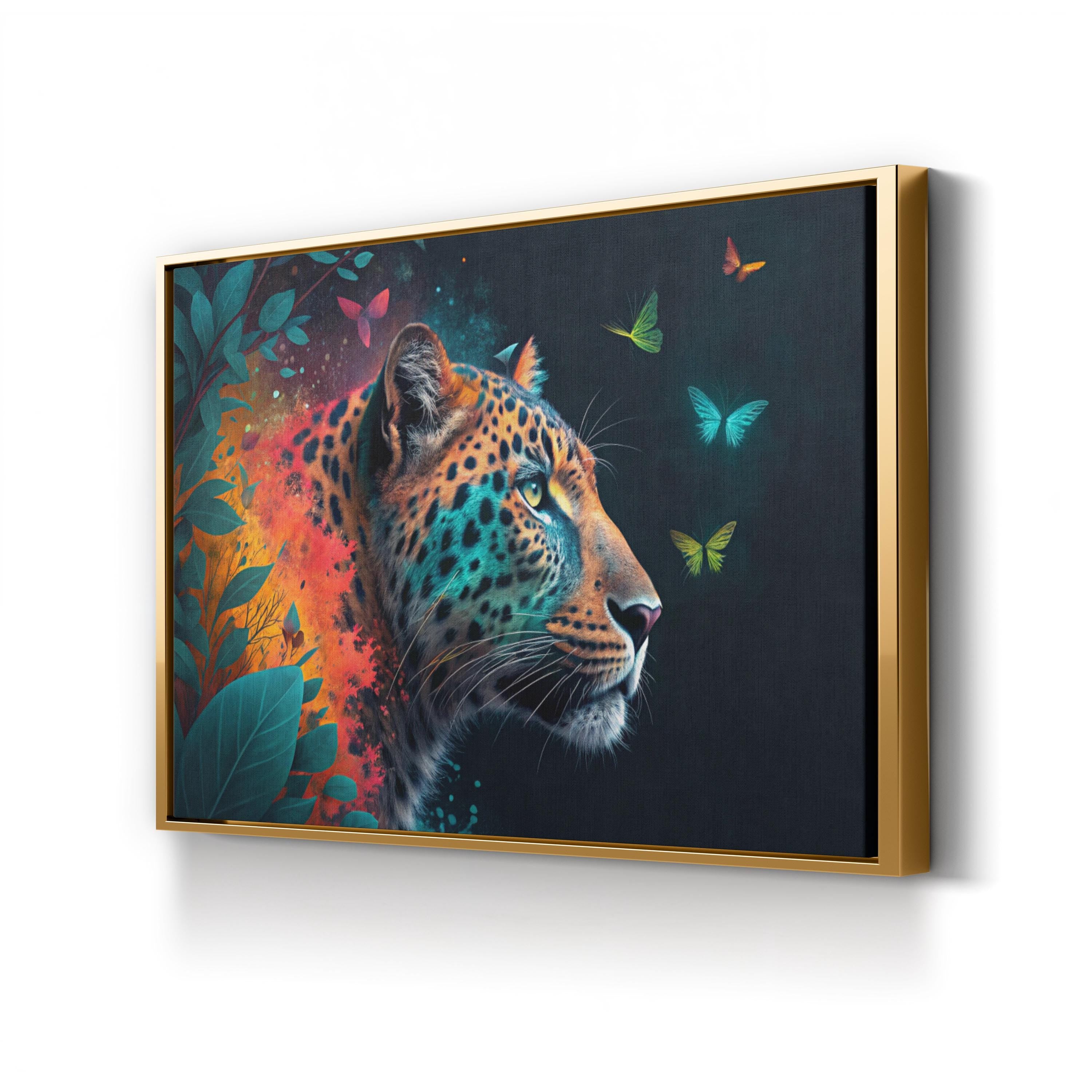 Colorful Leopard – Period Illustration Wall Art | Abstract Wildlife Canvas Print