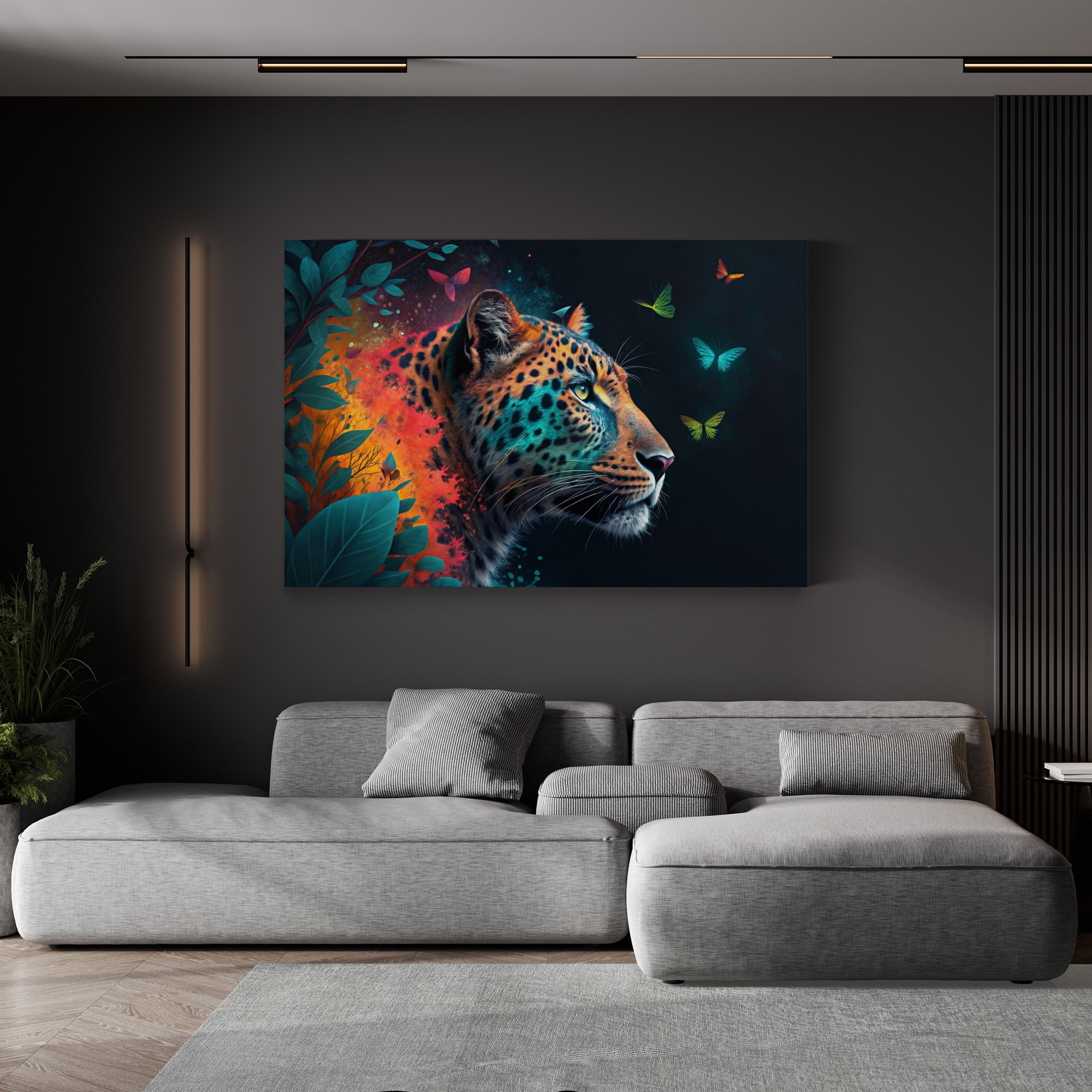 Colorful Leopard – Period Illustration Wall Art | Abstract Wildlife Canvas Print