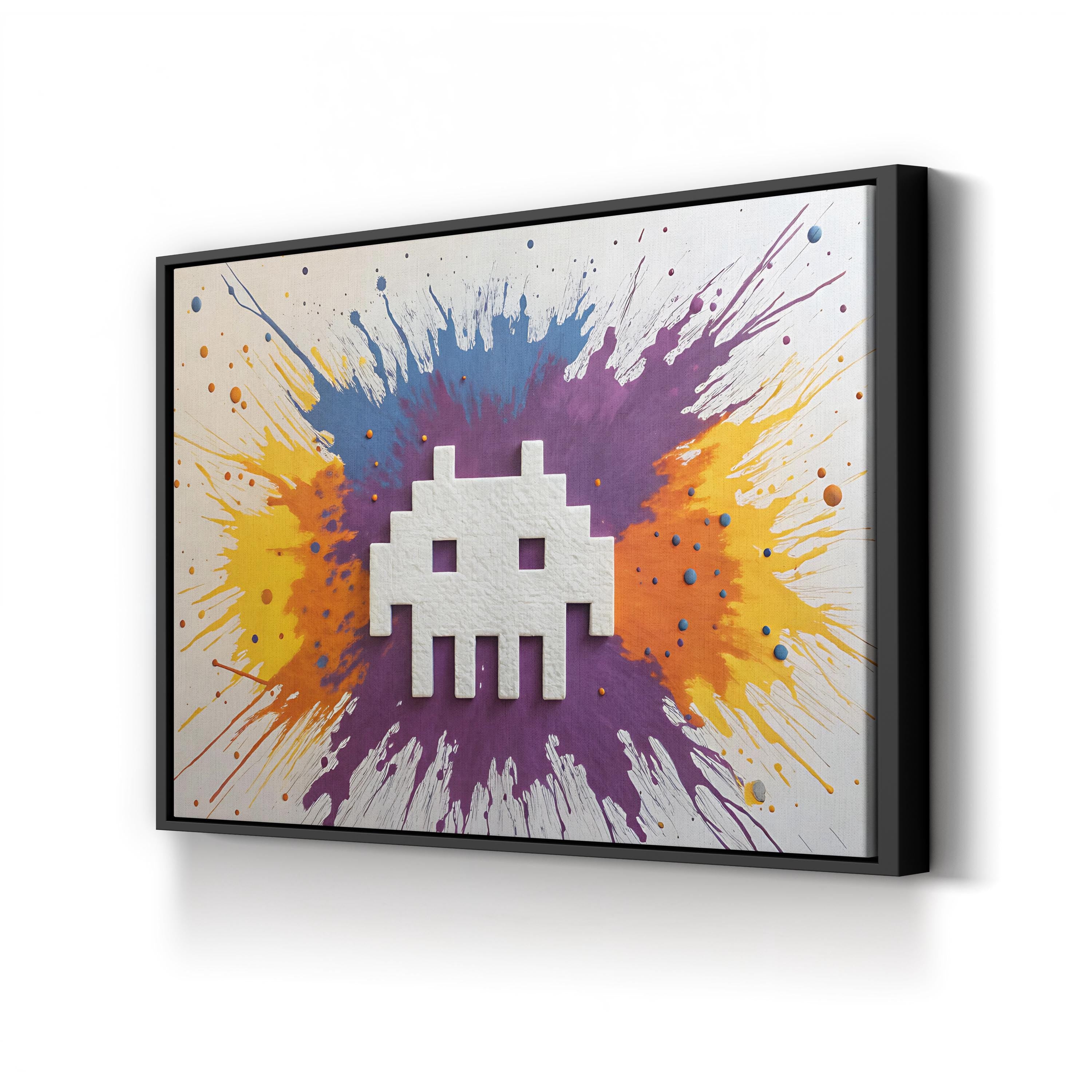 Space Invader Arcade Pop – Period Illustration Wall Art | Retro Canvas Print