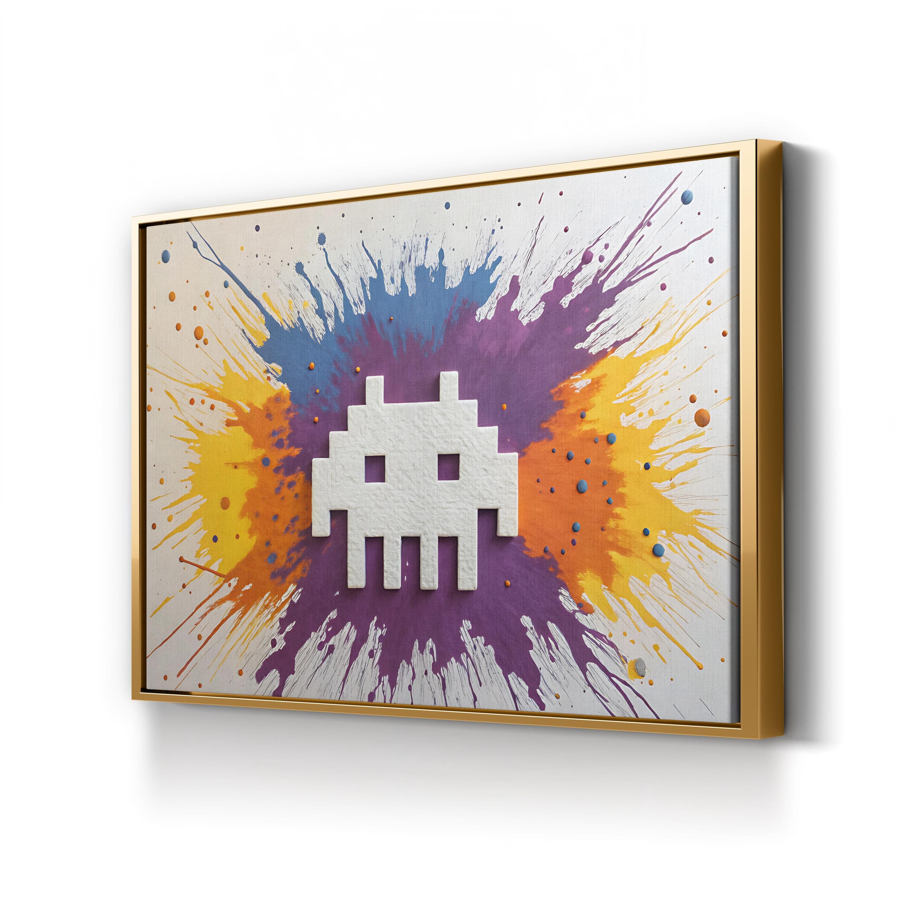 Space Invader Arcade Pop – Period Illustration Wall Art | Retro Canvas Print