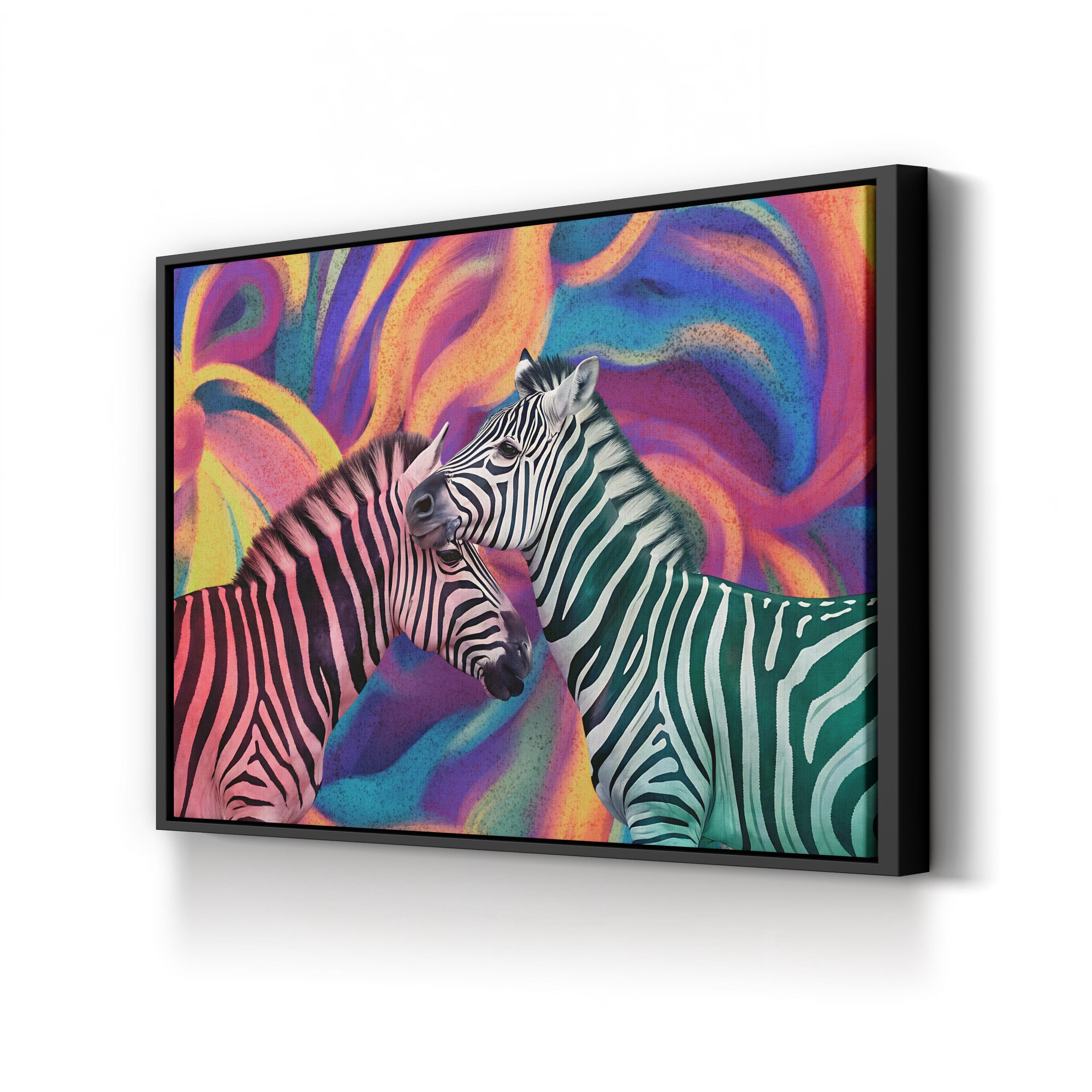 Colorful Zebra – Period Illustration Wall Art | Modern Wildlife Canvas Print