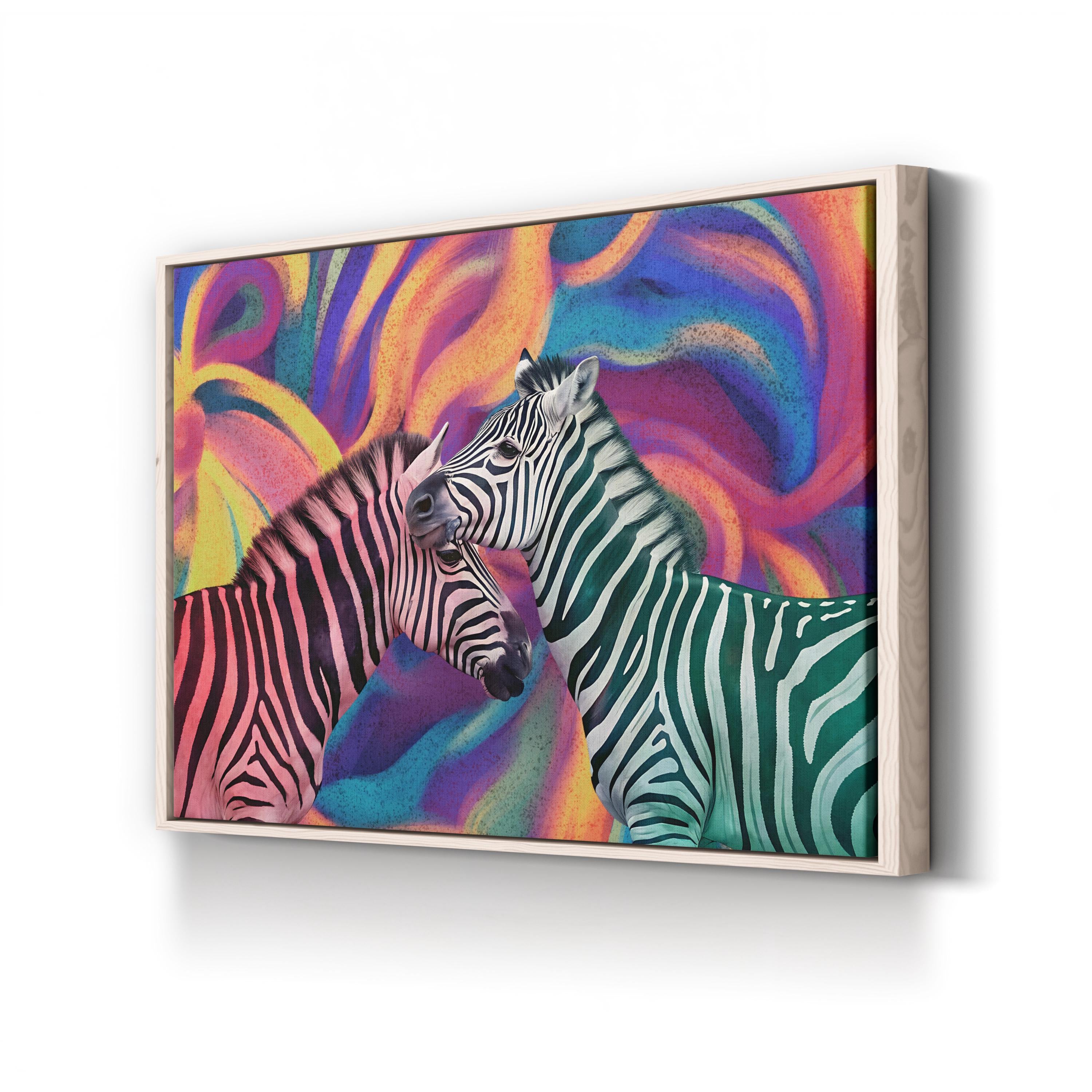 Colorful Zebra – Period Illustration Wall Art | Modern Wildlife Canvas Print