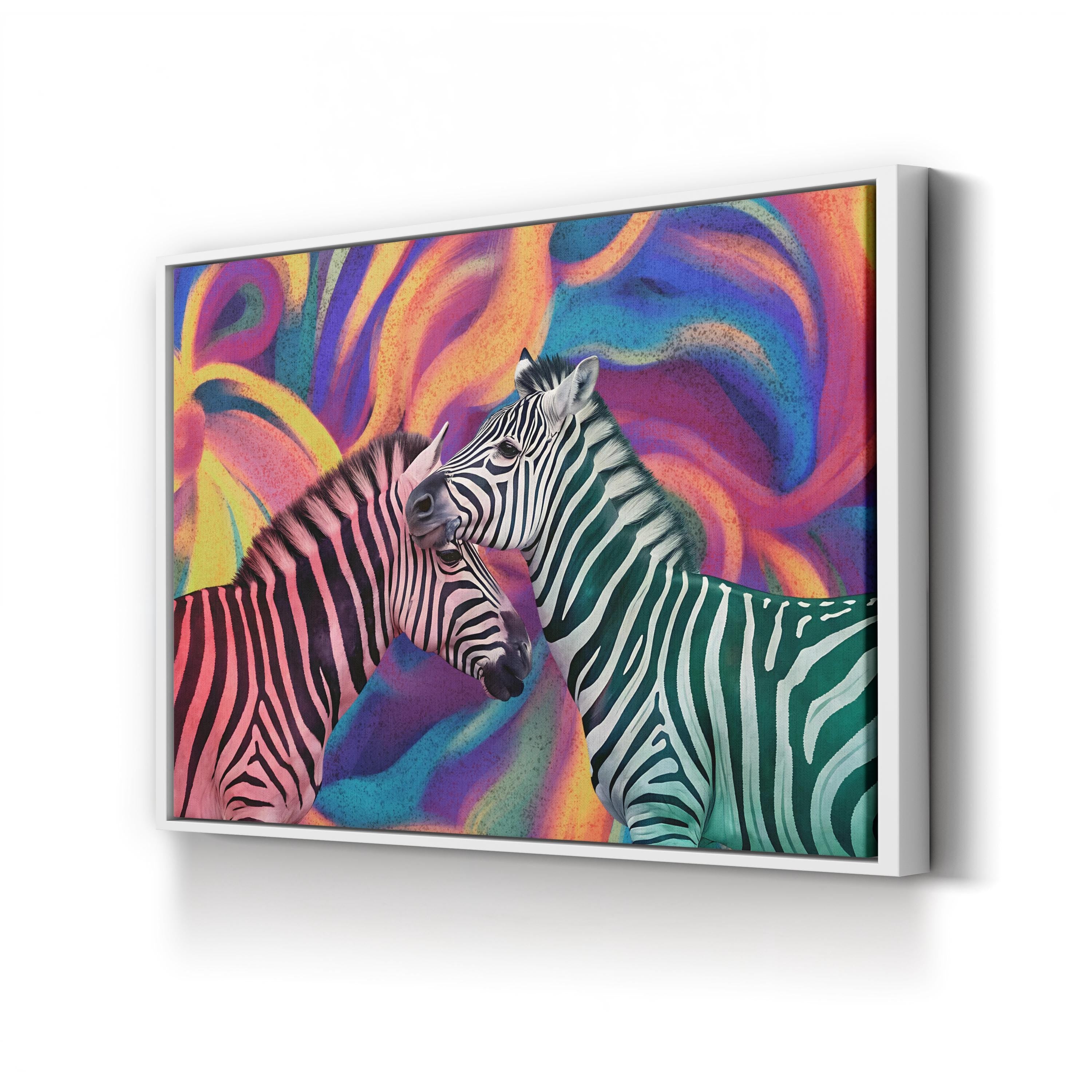 Colorful Zebra – Period Illustration Wall Art | Modern Wildlife Canvas Print