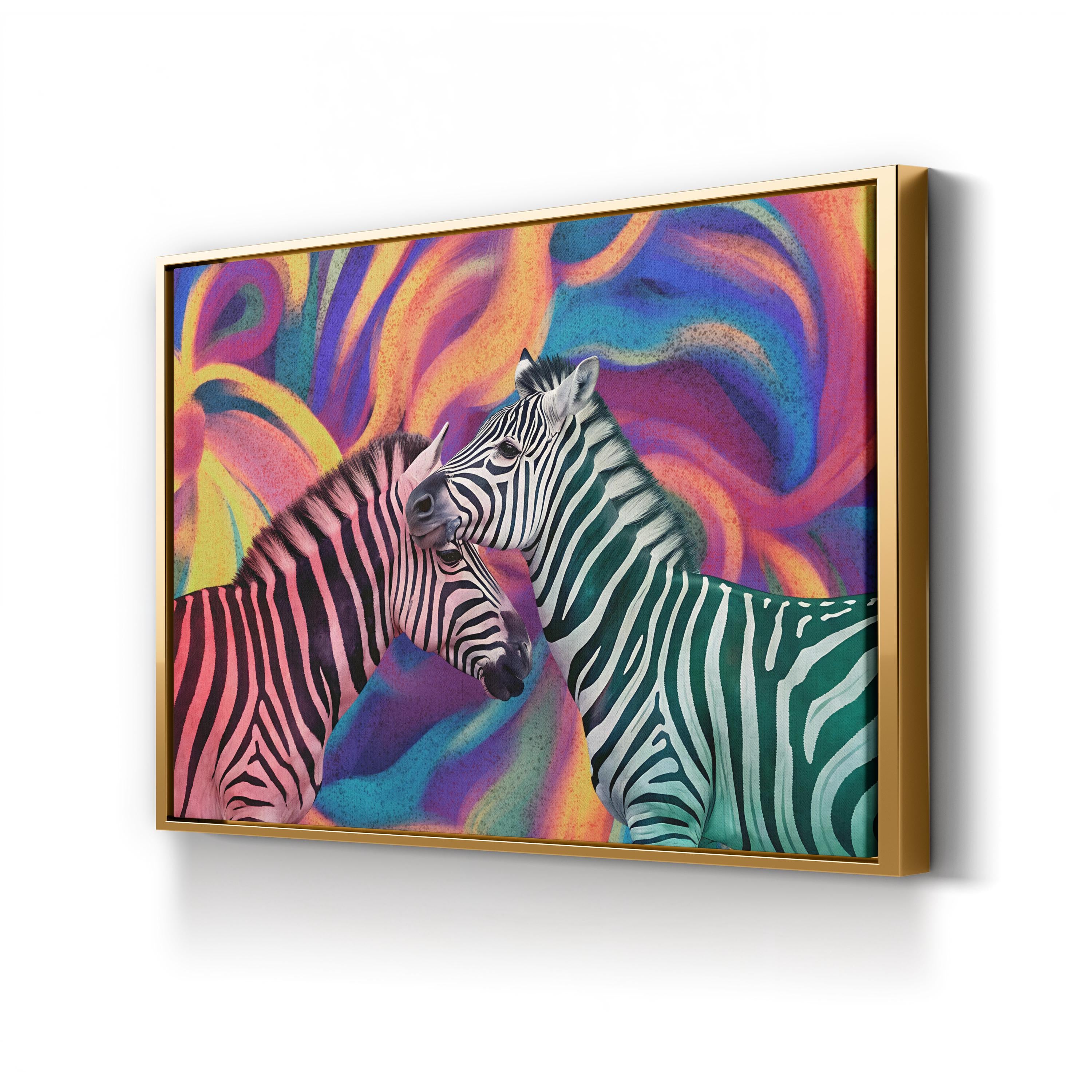 Colorful Zebra – Period Illustration Wall Art | Modern Wildlife Canvas Print
