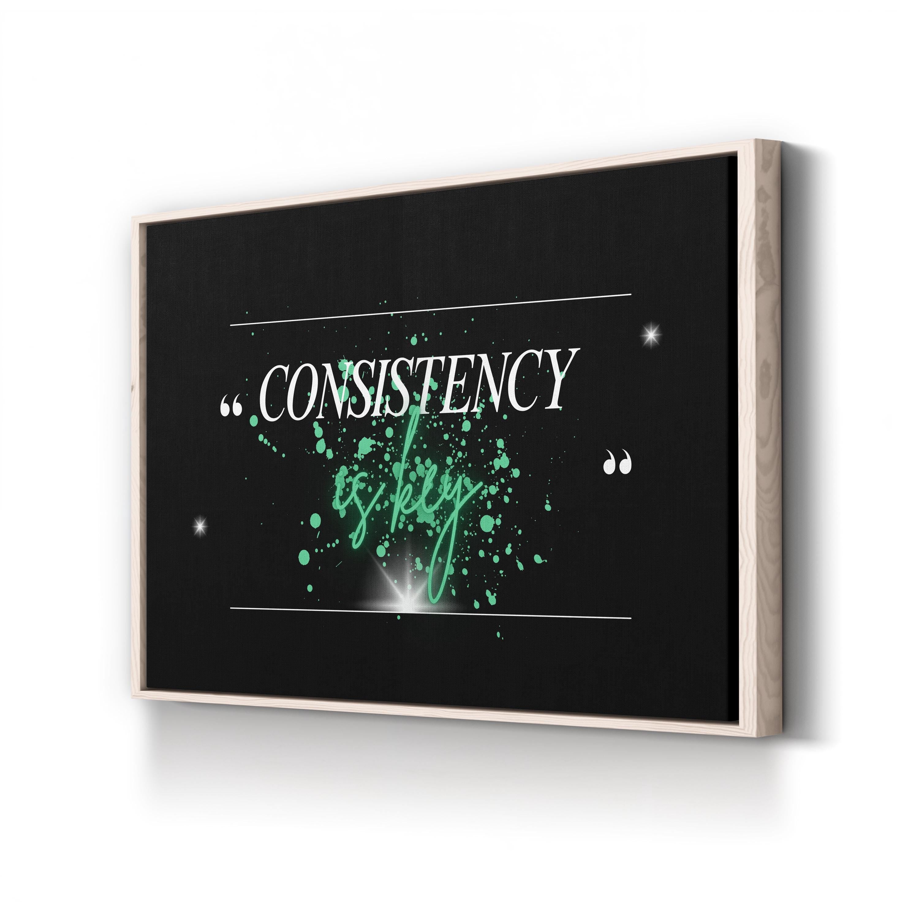 Consistency Is Key Wall Art | Army Green Motivational Typography Canvas Print