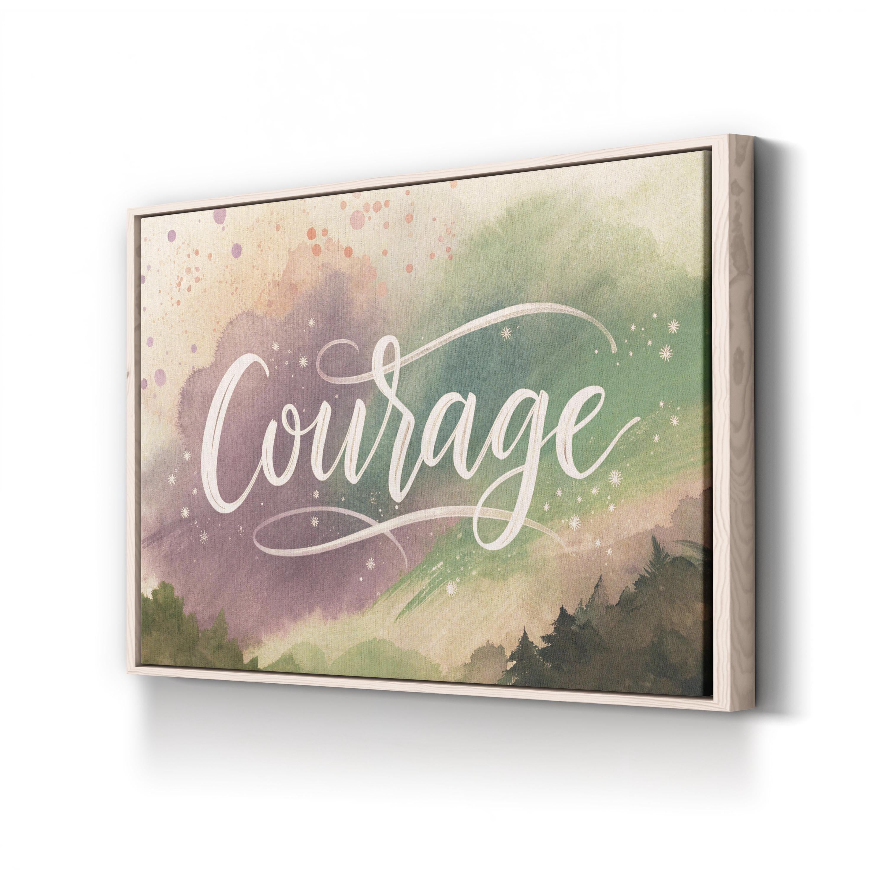 Motivational Courage Canvas Art | “Courage” Abstract Watercolor Typography Wall Art