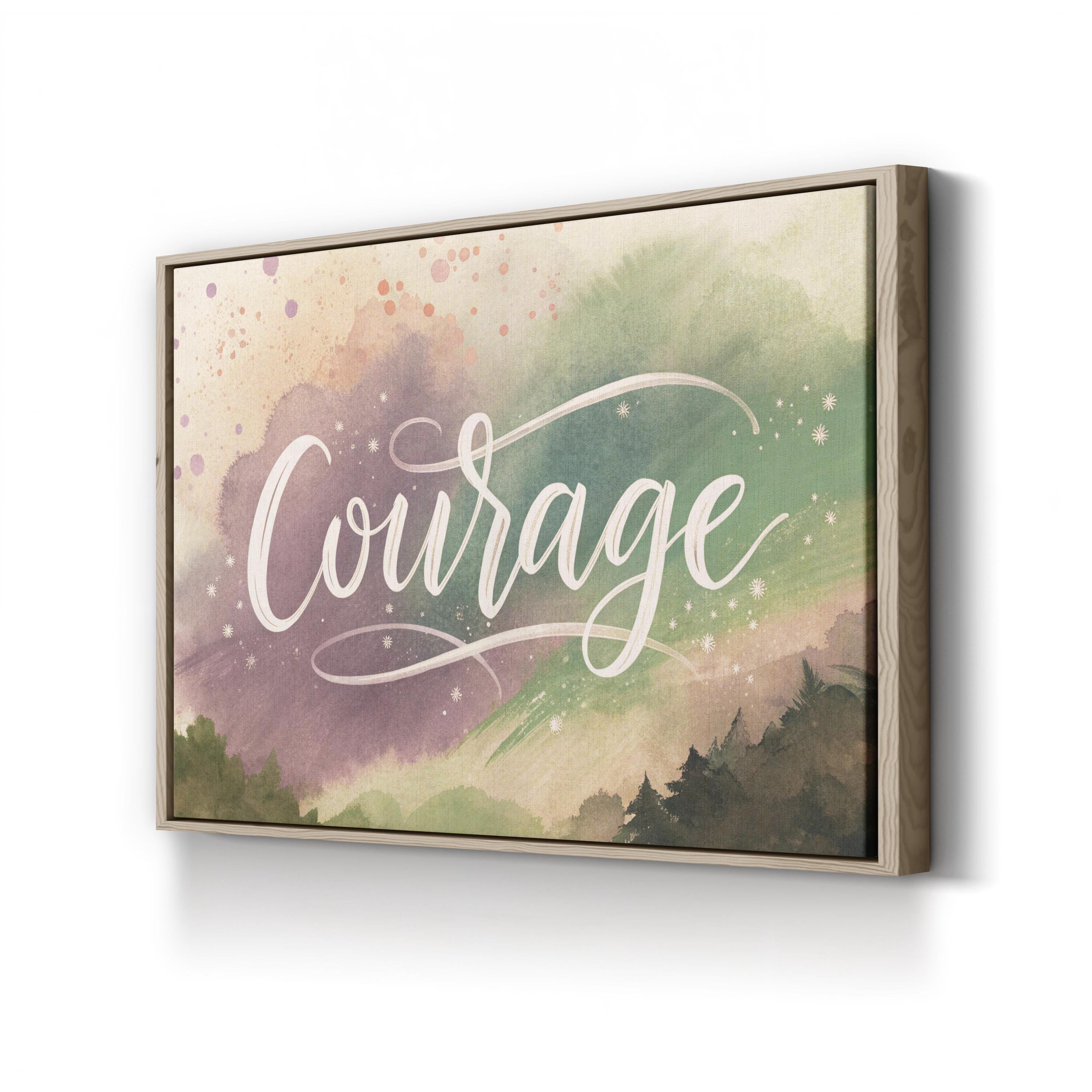 Motivational Courage Canvas Art | “Courage” Abstract Watercolor Typography Wall Art