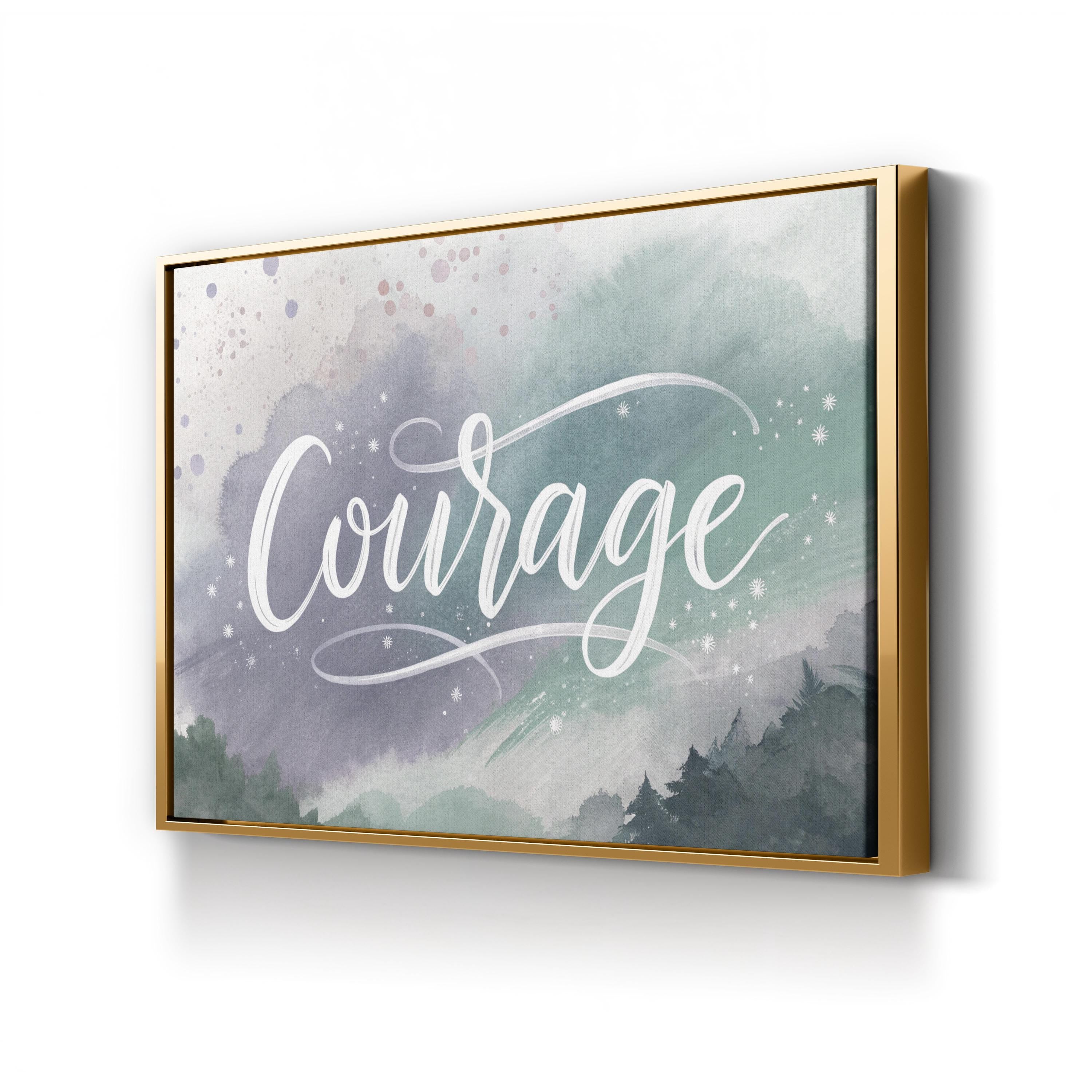 Motivational Courage Wall Art | “Courage” Abstract Watercolor Typography Canvas Print