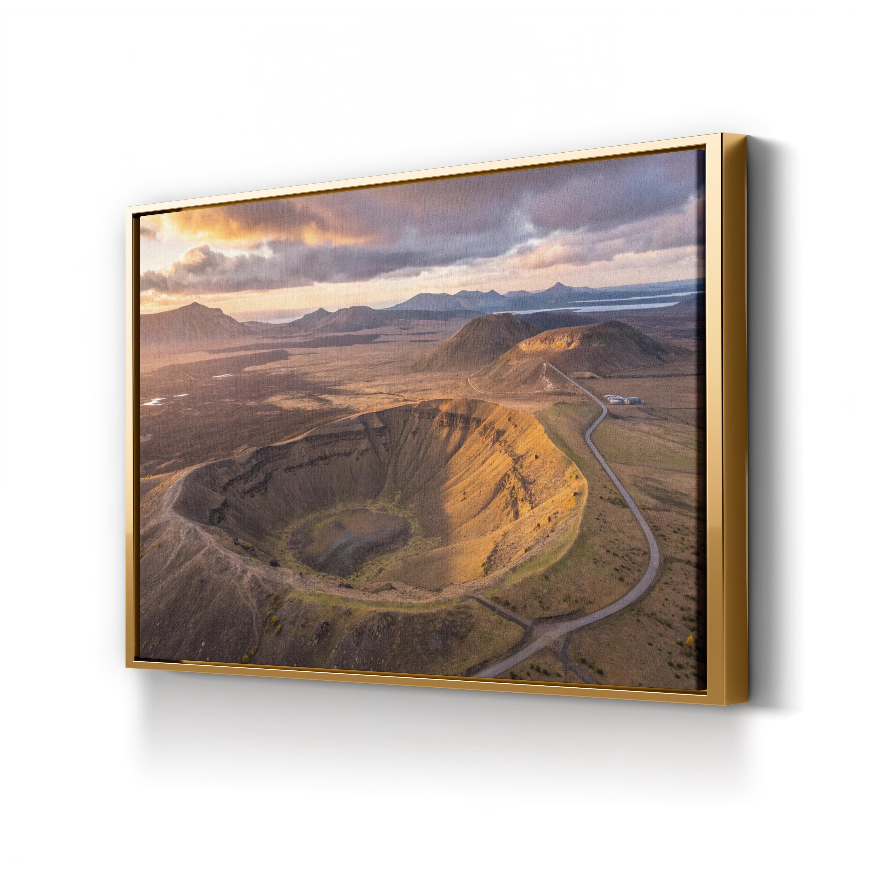 Iceland Volcanic Crater – Vintage Photography Wall Art | Aerial Landscape Canvas Print