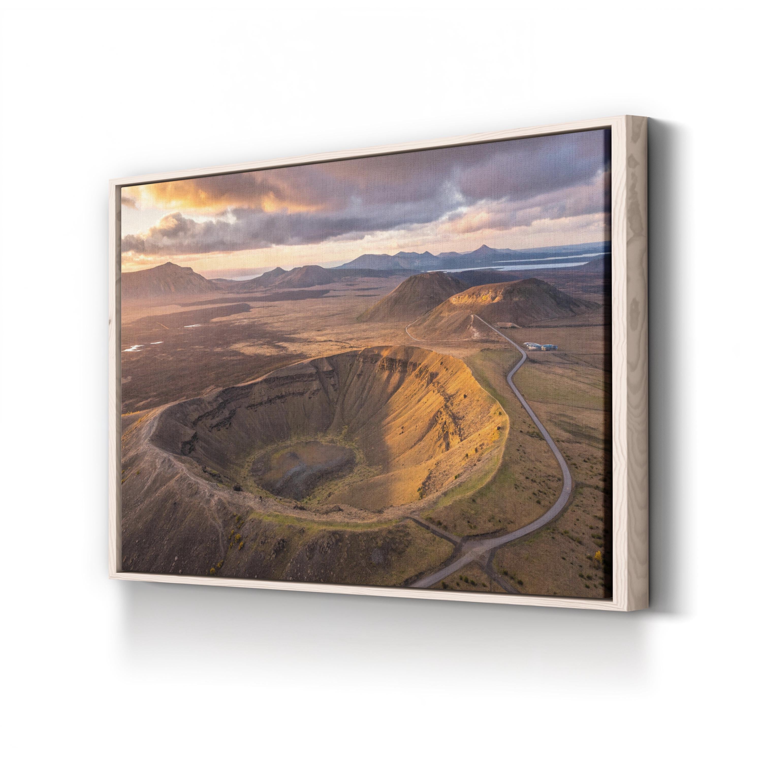 Iceland Volcanic Crater – Vintage Photography Wall Art | Aerial Landscape Canvas Print