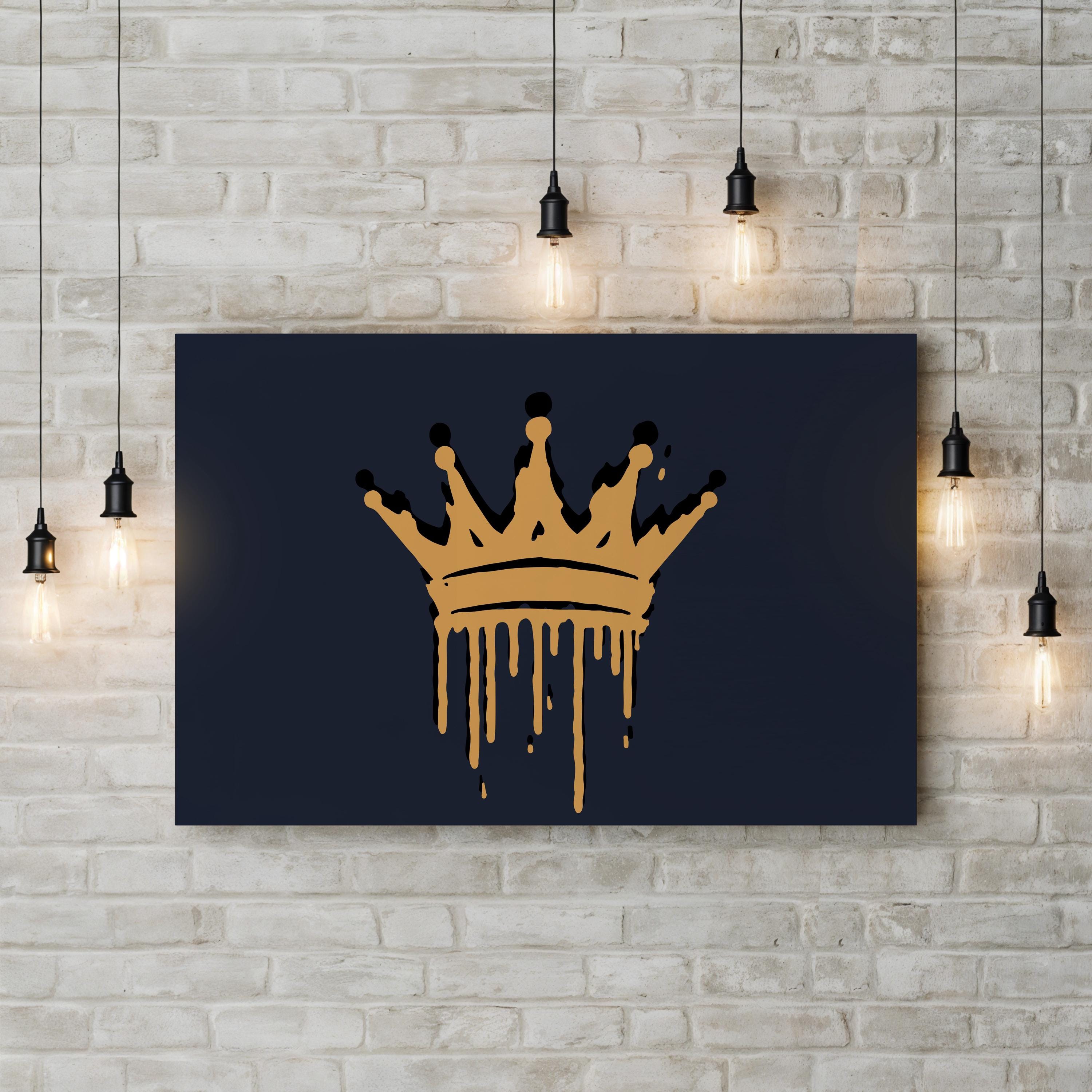 Crown II Calligraphy – Period Illustration Wall Art | Royal Typographic Canvas Print