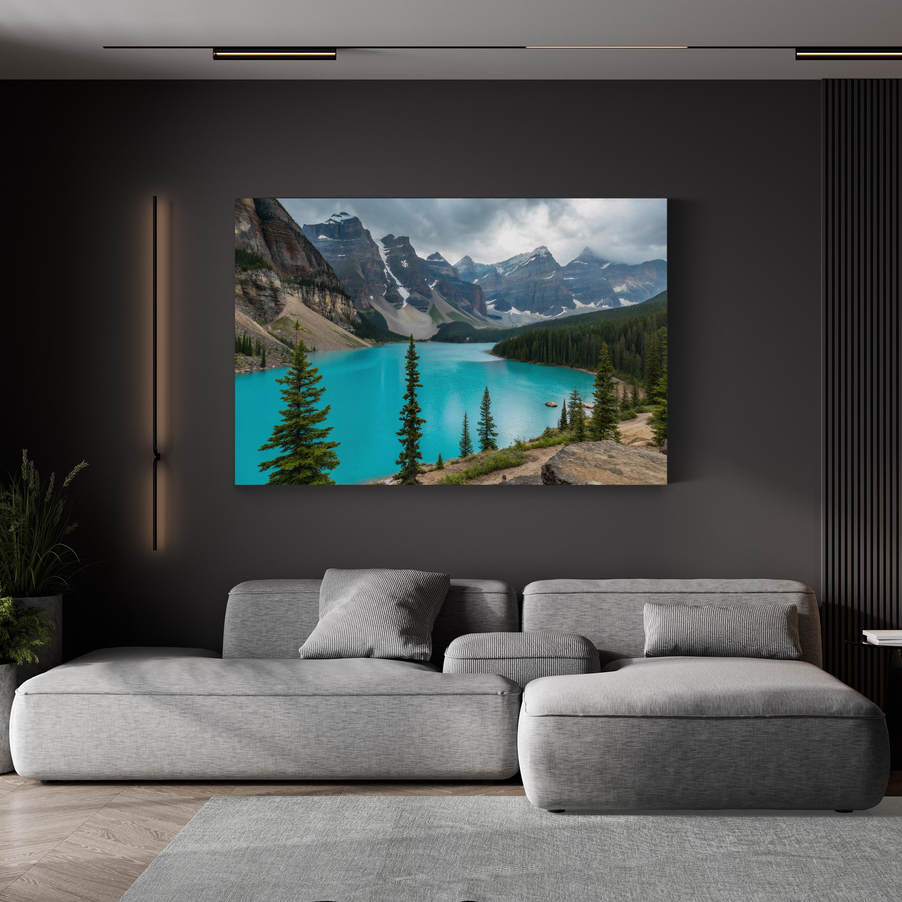 Turquoise Mountain Lake Canvas Art Print