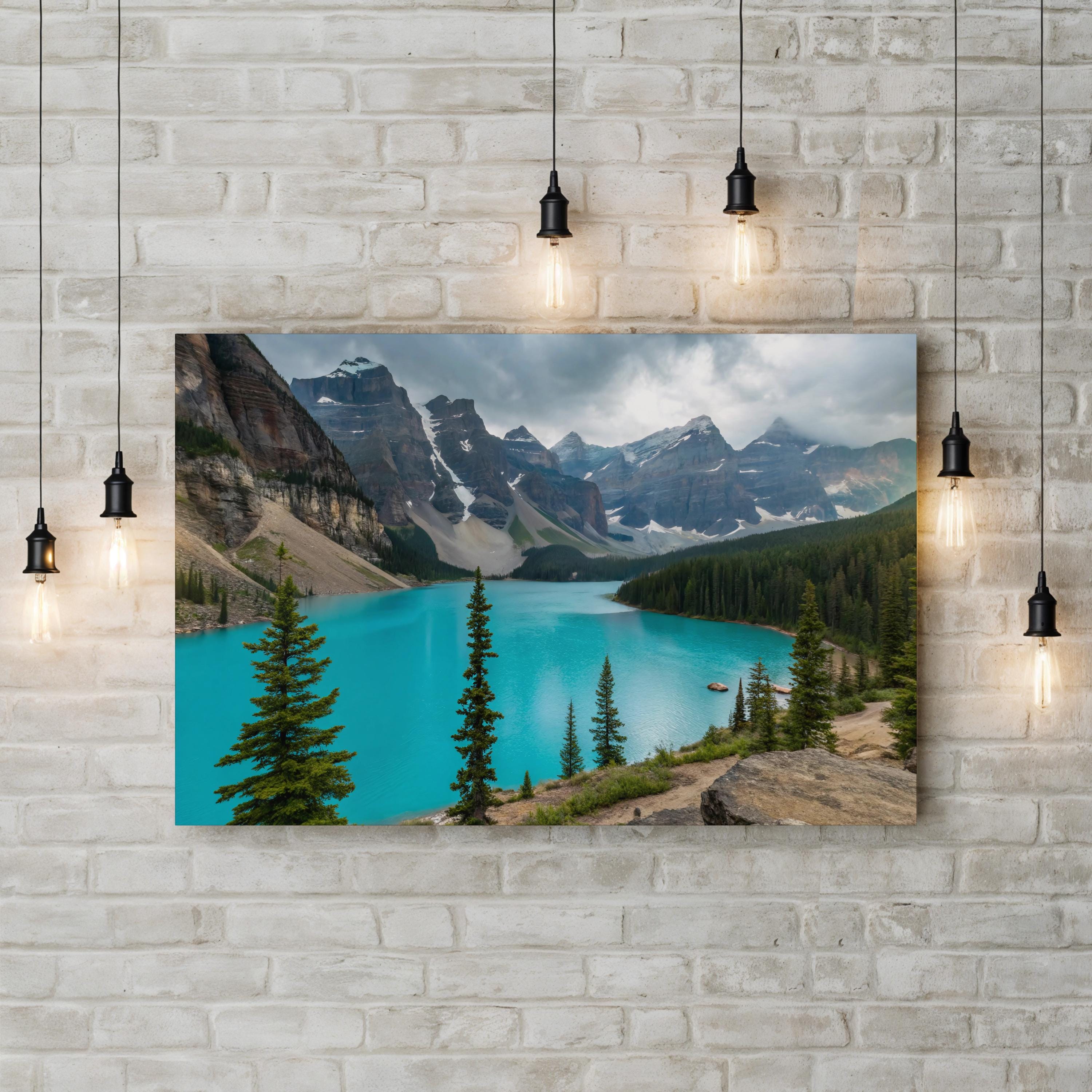 Turquoise Mountain Lake Canvas Art Print