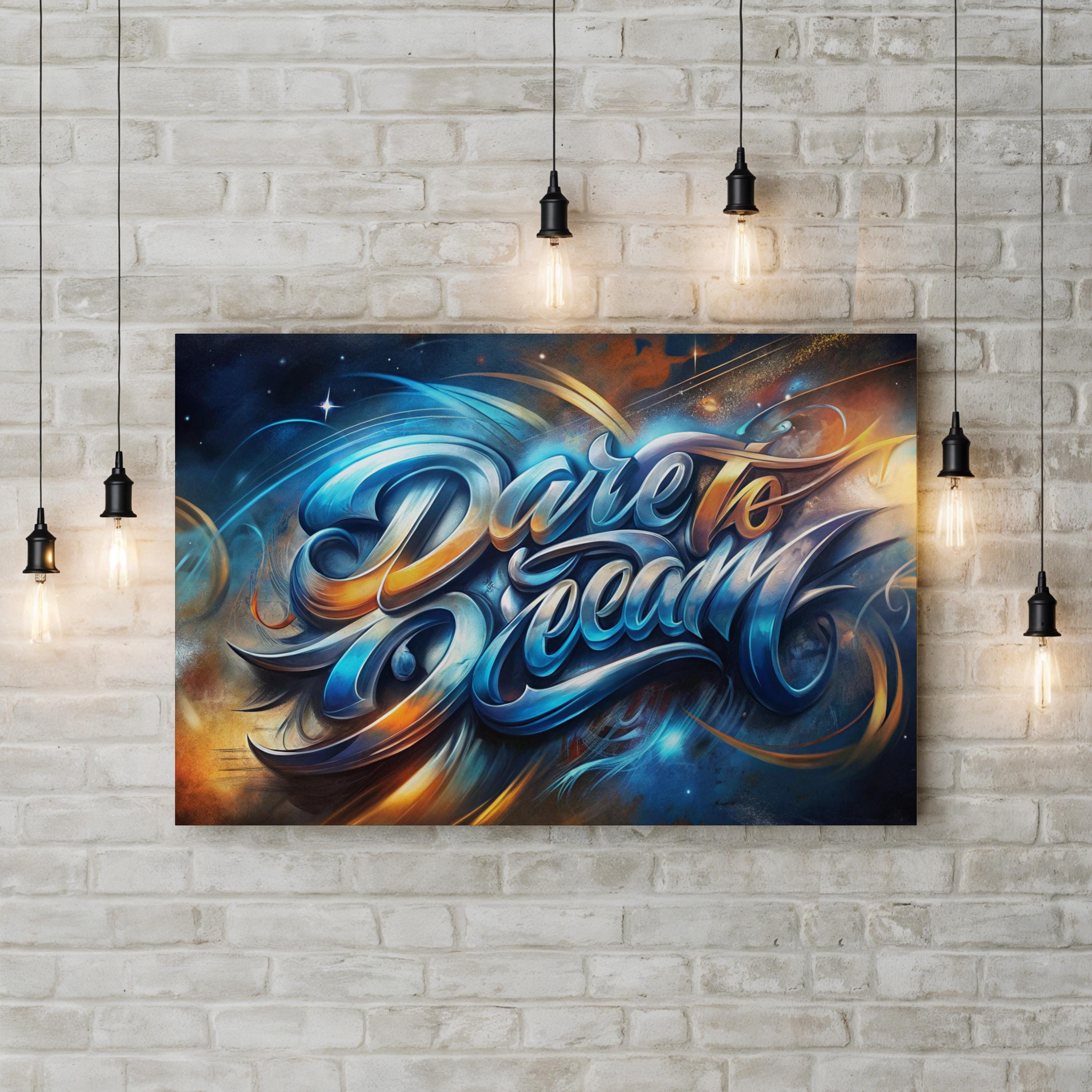 Dare to Dream Typography – Period Illustration Wall Art | Inspirational Canvas Print